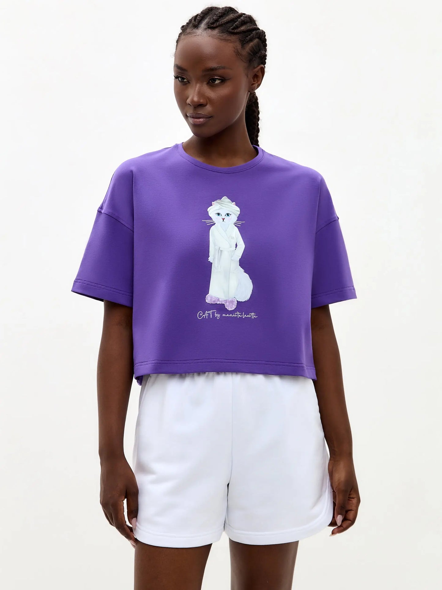 Purple T-shirt Spa Cat | Loungewear For Cat Lovers | Cat e Lolette