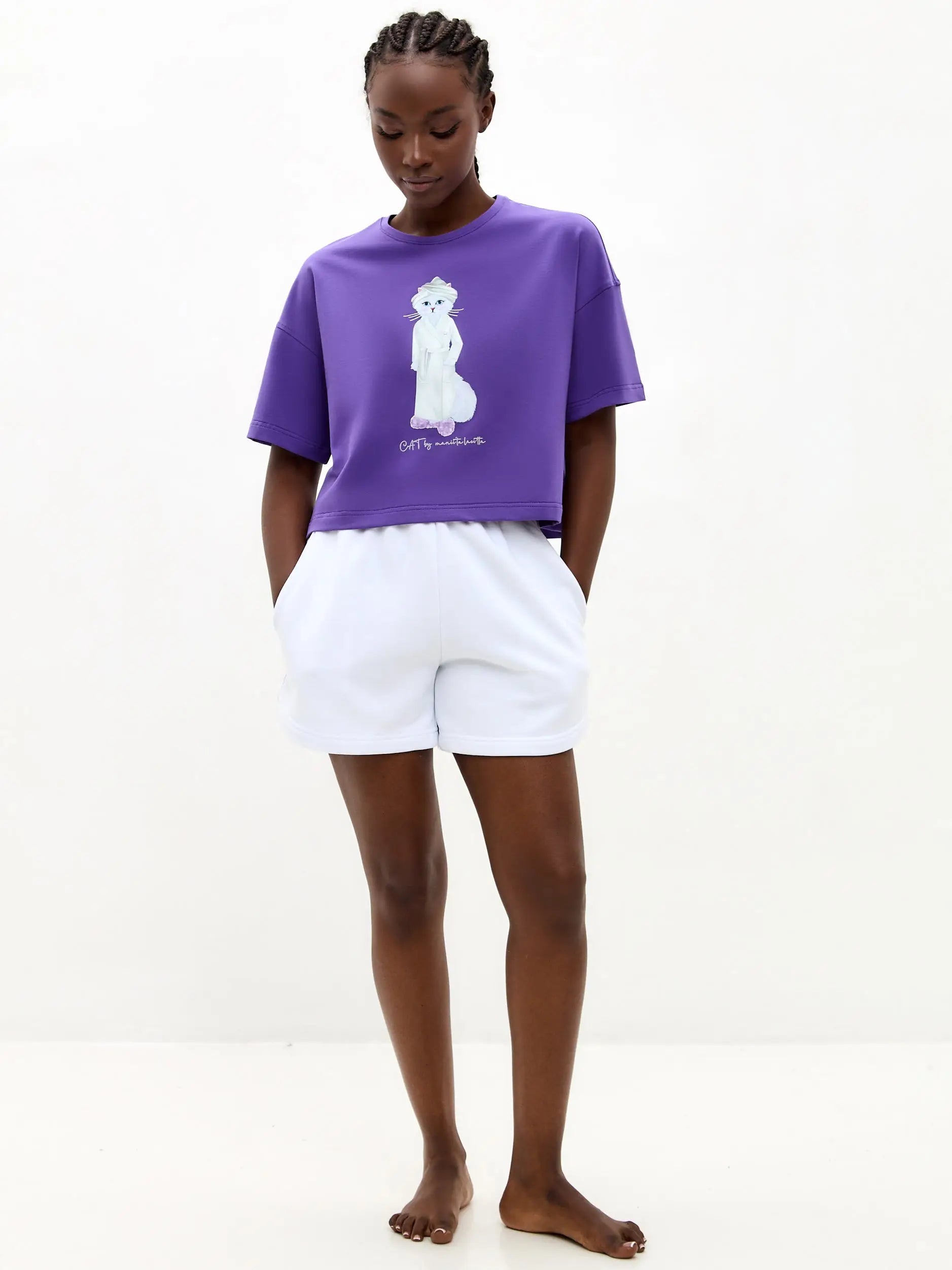 Purple T-shirt Spa Cat | Loungewear For Cat Lovers | Cat e Lolette