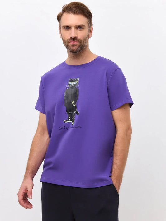 Purple T-shirt Sport Cat | T-shirt For Cat Lovers | Cat e Lolette