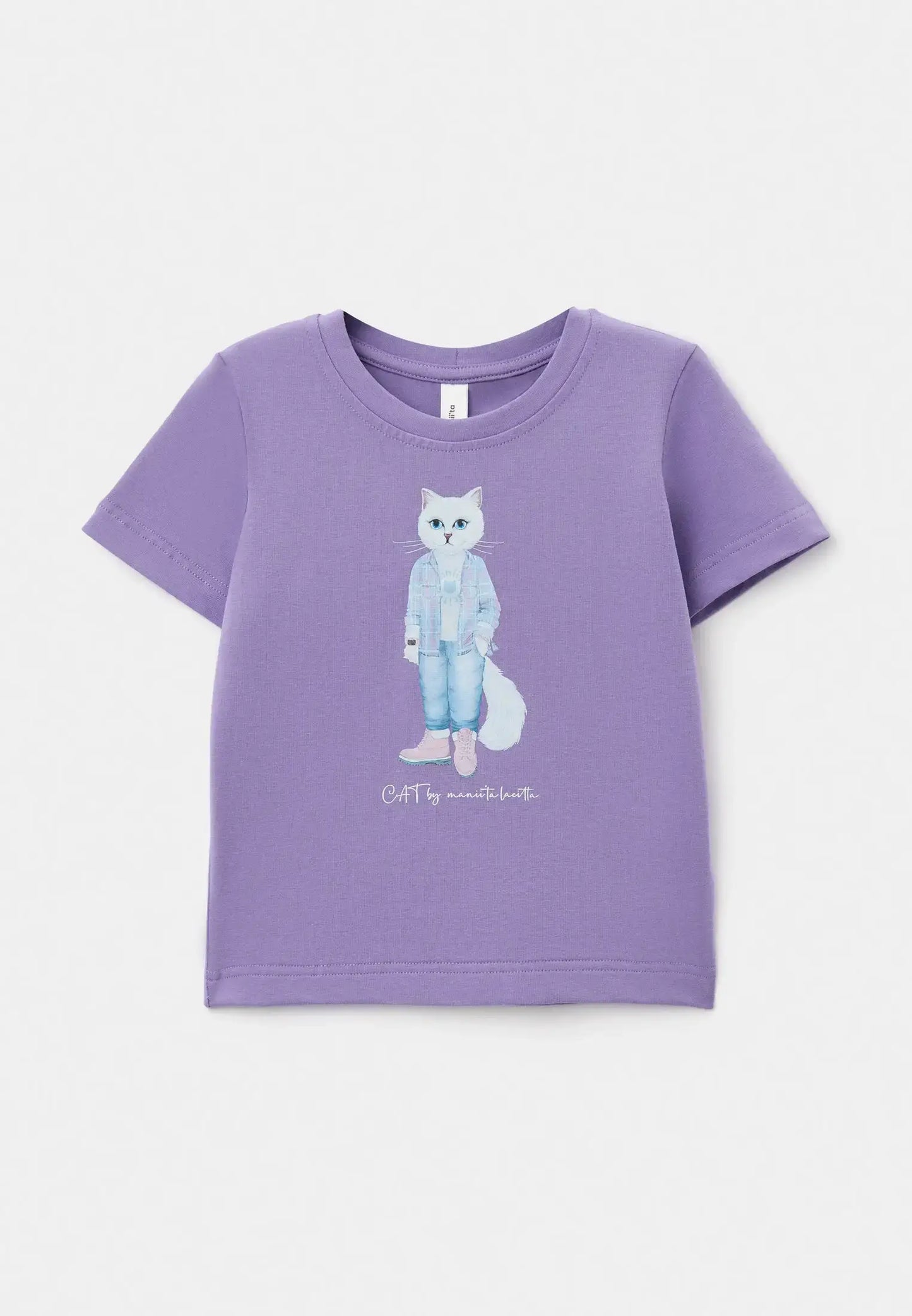Purple T-shirt White Country Cat | T-shirt For Cat Lovers | Cat e