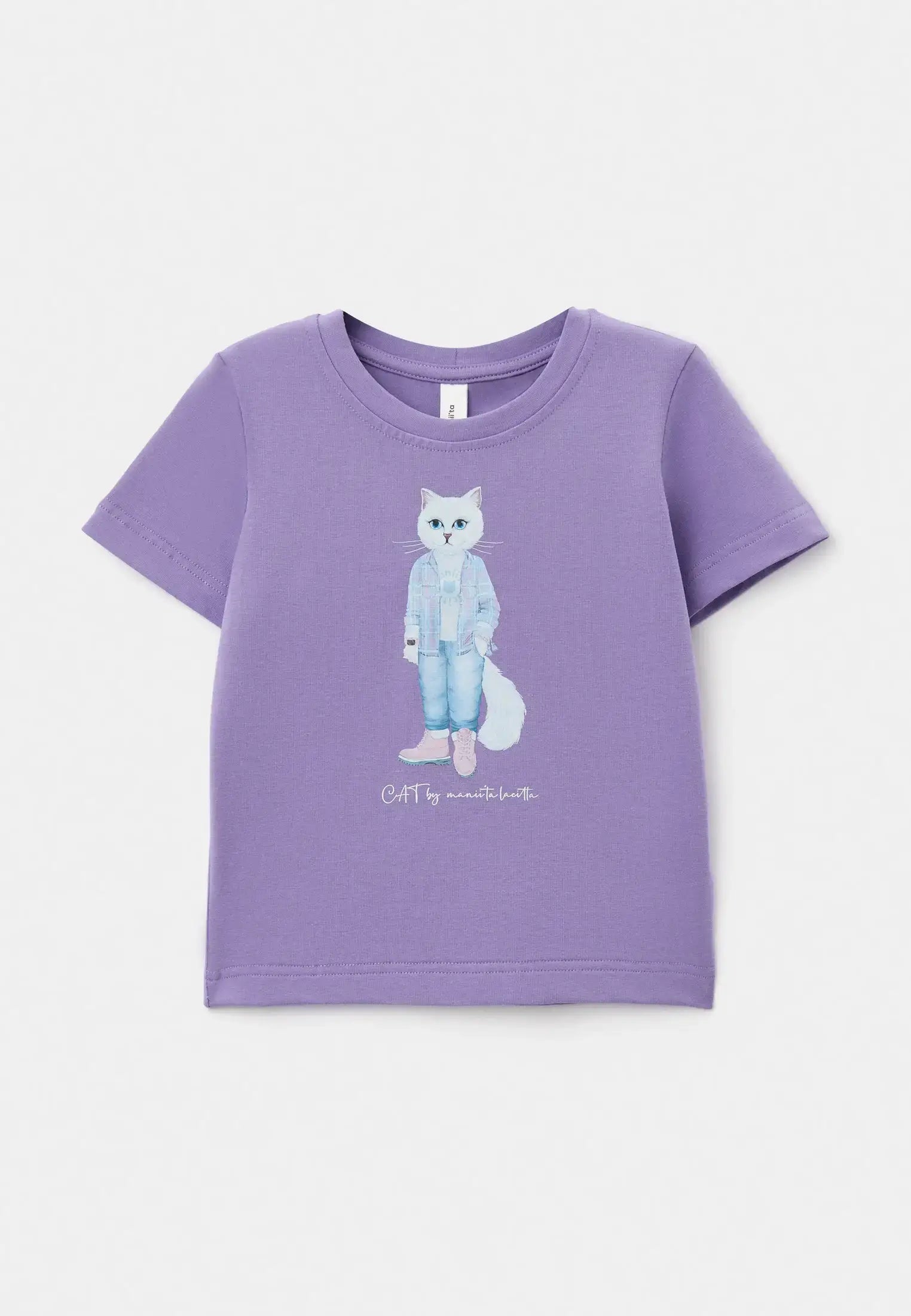 Purple T-shirt White Country Cat | T-shirt For Cat Lovers | Cat e