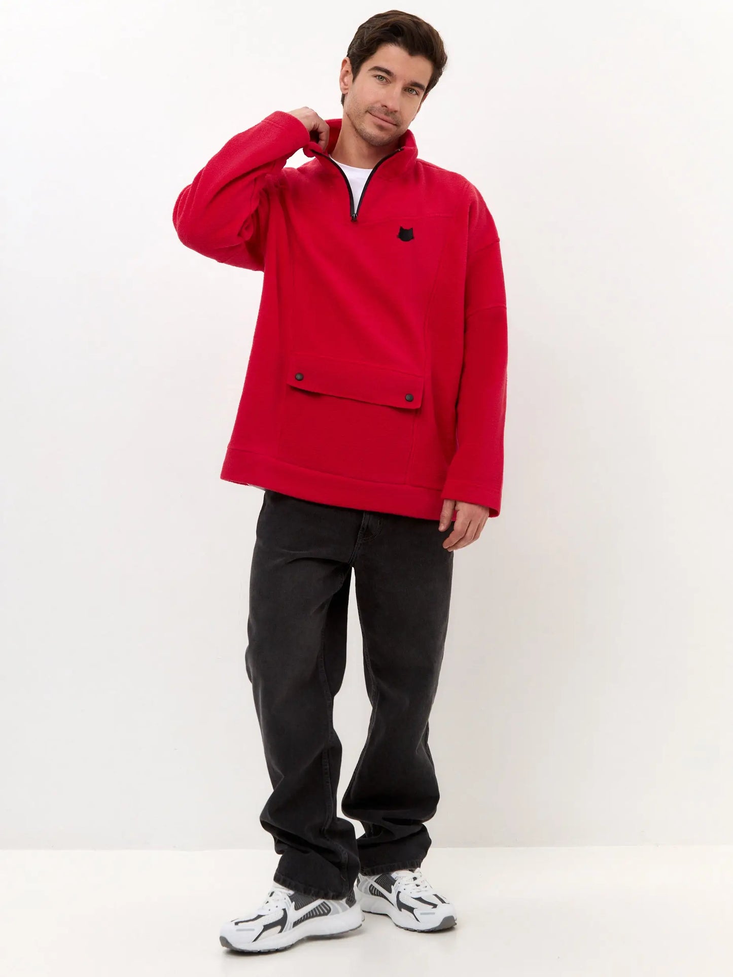 Red Fleece Sweatshirt | Fleece (recycled) For Cat Lovers | Cat e