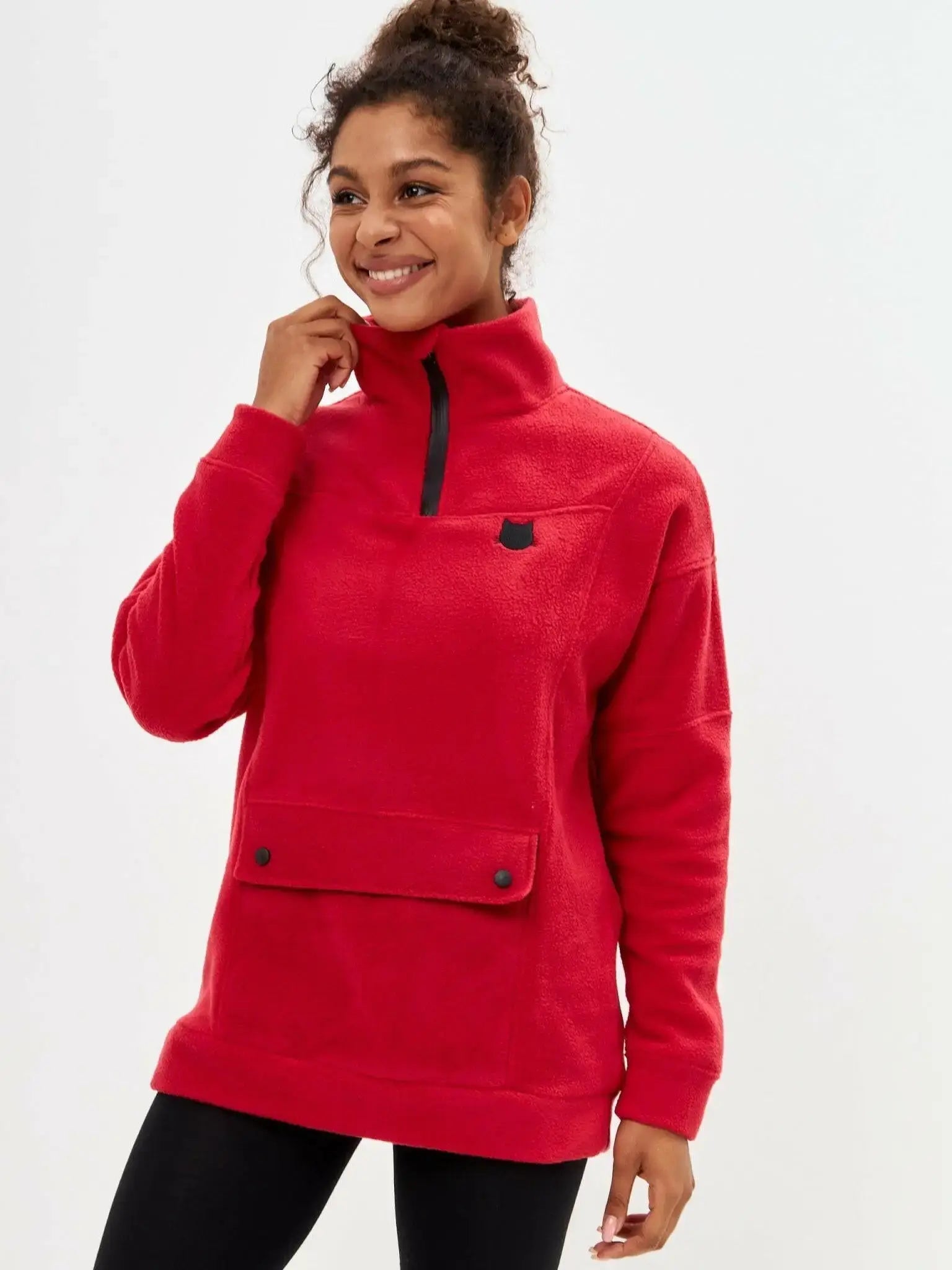 Red Fleece Sweatshirt | Fleece (recycled) For Cat Lovers | Cat e