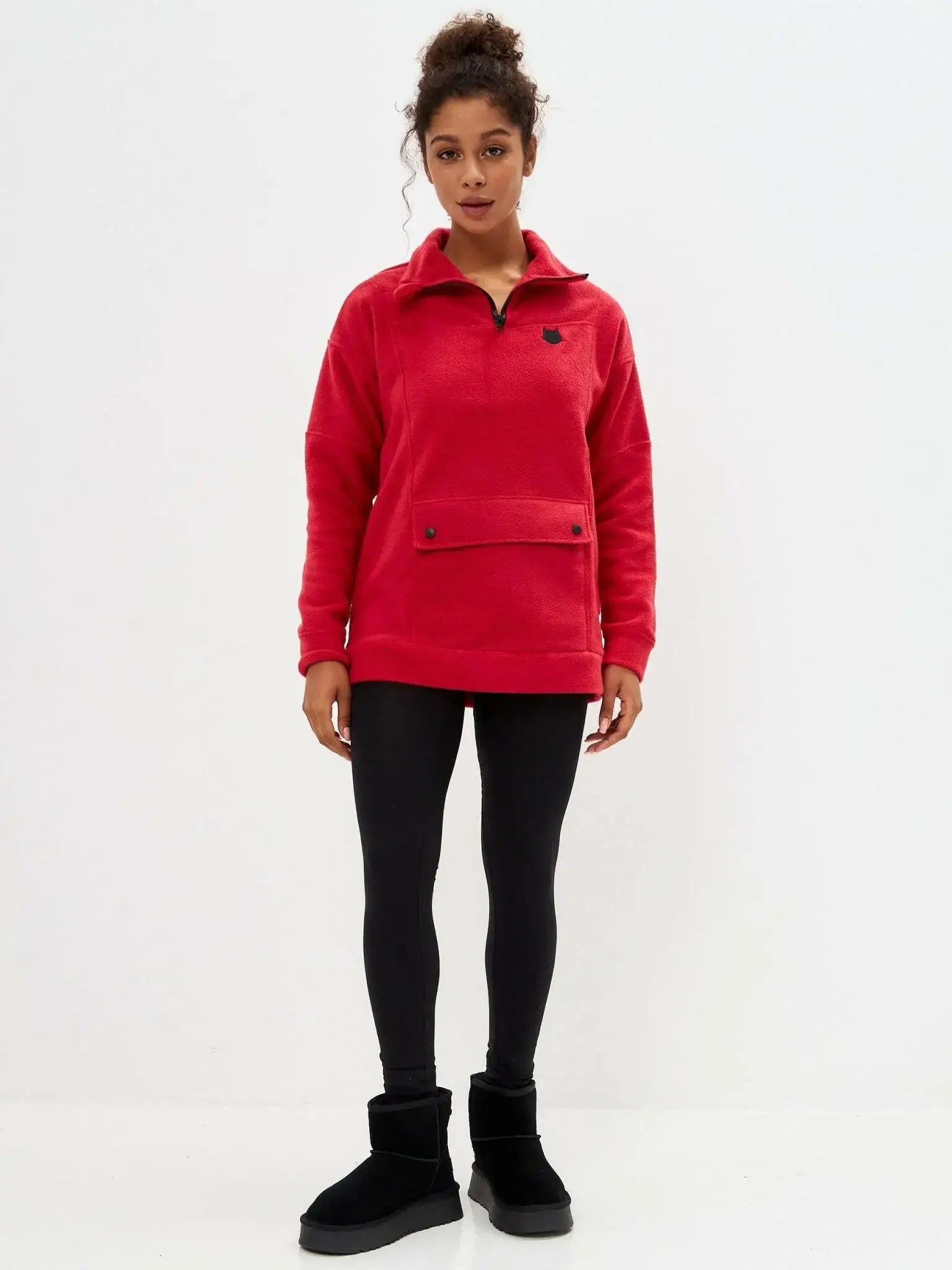Red Fleece Sweatshirt | Fleece (recycled) For Cat Lovers | Cat e