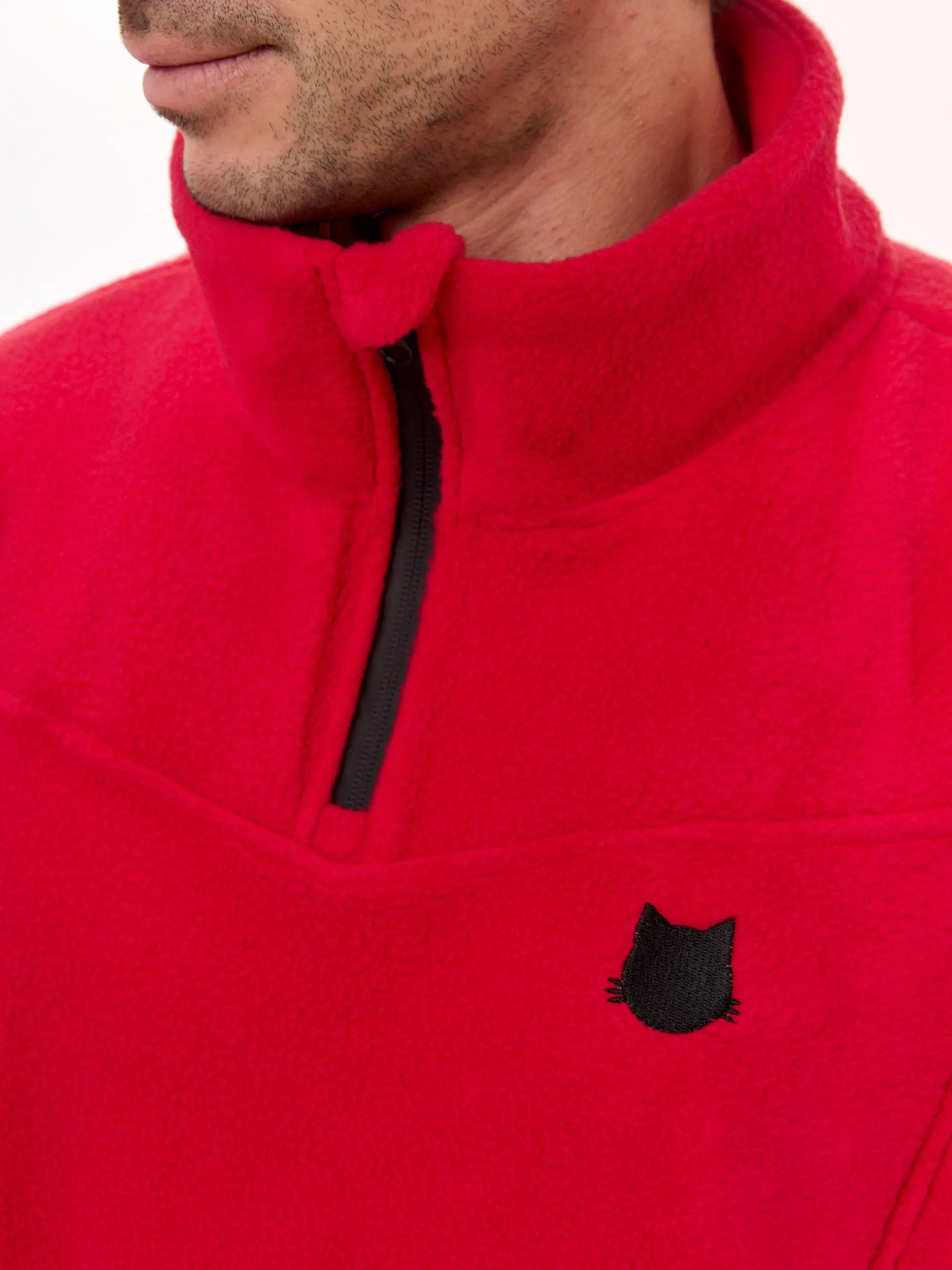 Red Fleece Sweatshirt | Fleece (recycled) For Cat Lovers | Cat e