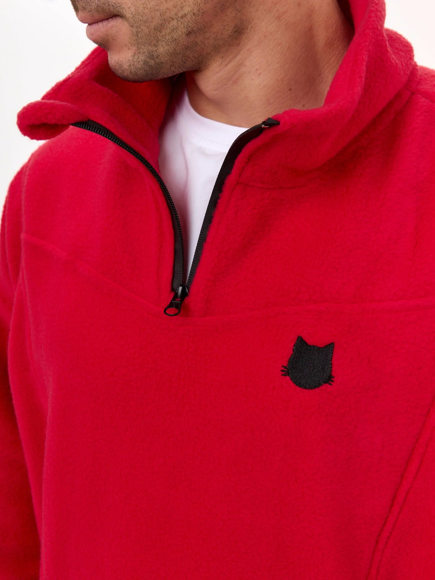 Red Fleece Sweatshirt | Fleece (recycled) For Cat Lovers | Cat e