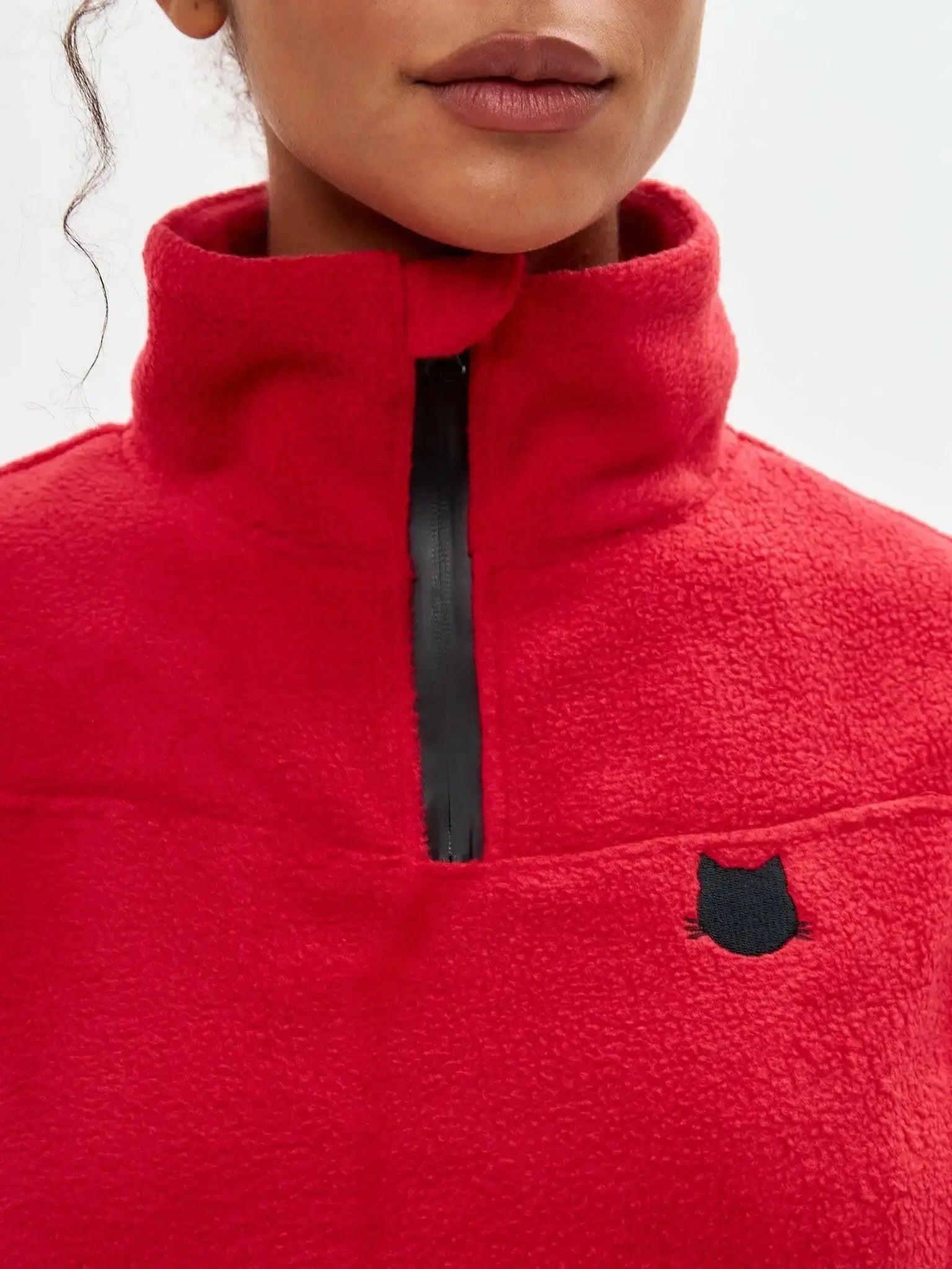 Red Fleece Sweatshirt | Fleece (recycled) For Cat Lovers | Cat e