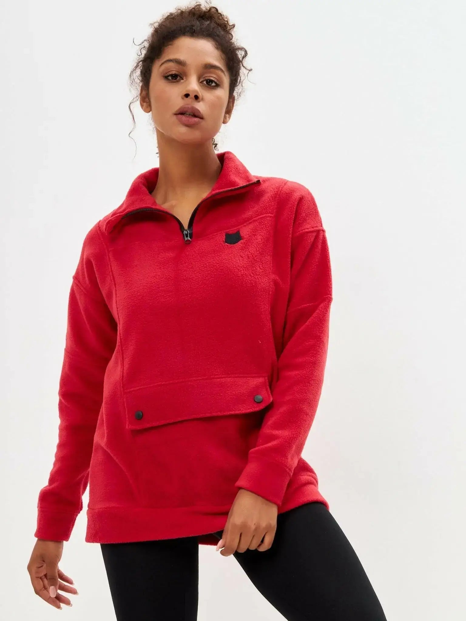Red Fleece Sweatshirt | Fleece (recycled) For Cat Lovers | Cat e