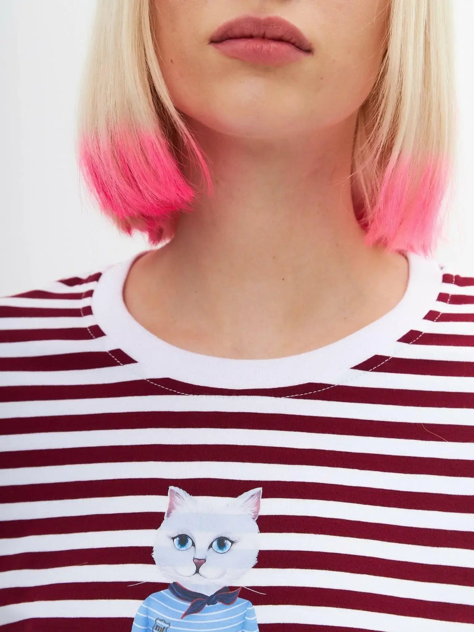 Red Longsleeve Mariner Cat | Shirt & Striped shirt For Cat Lovers