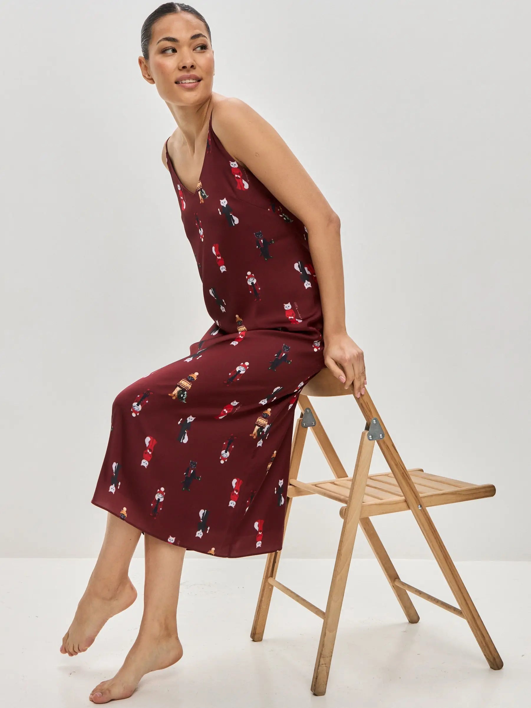 Red Silk Loungewear | Loungewear For Cat Lovers | Cat e Lolette