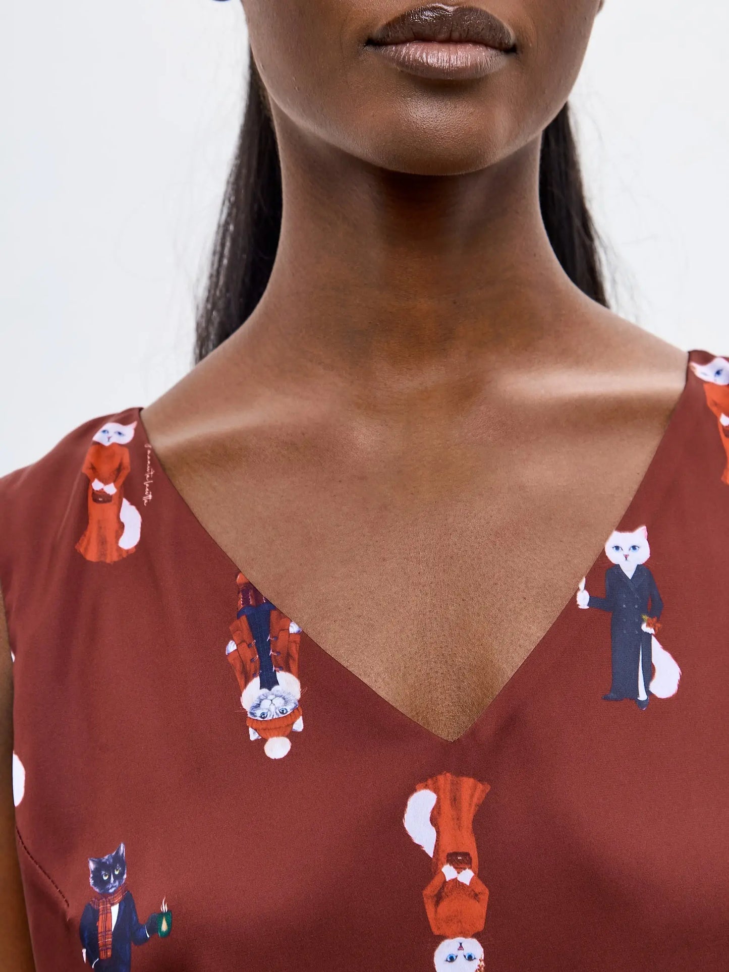 Red Silk Top Cat | Silk top For Cat Lovers | Cat e Lolette