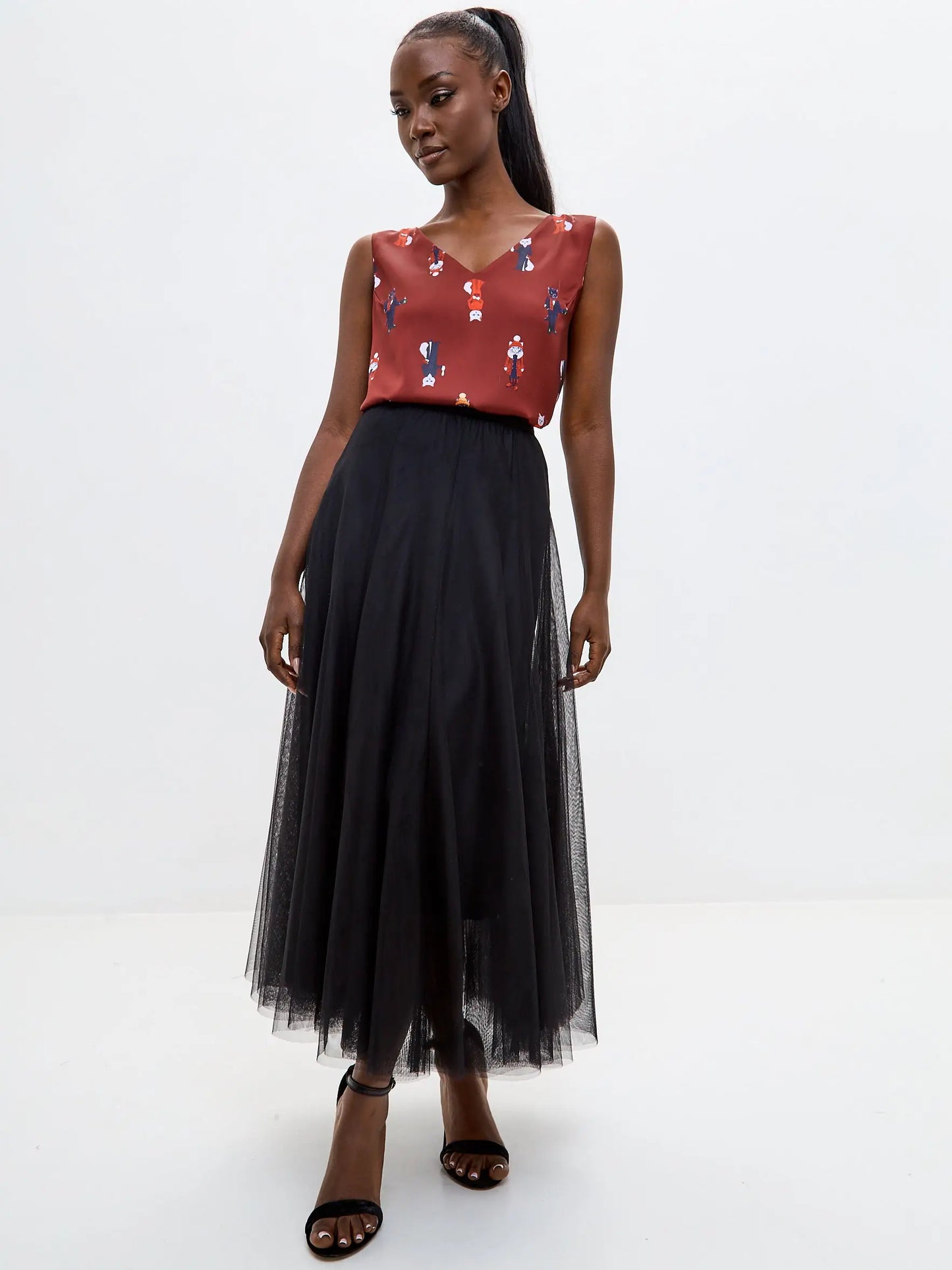 Red Silk Top Cat | Silk top For Cat Lovers | Cat e Lolette