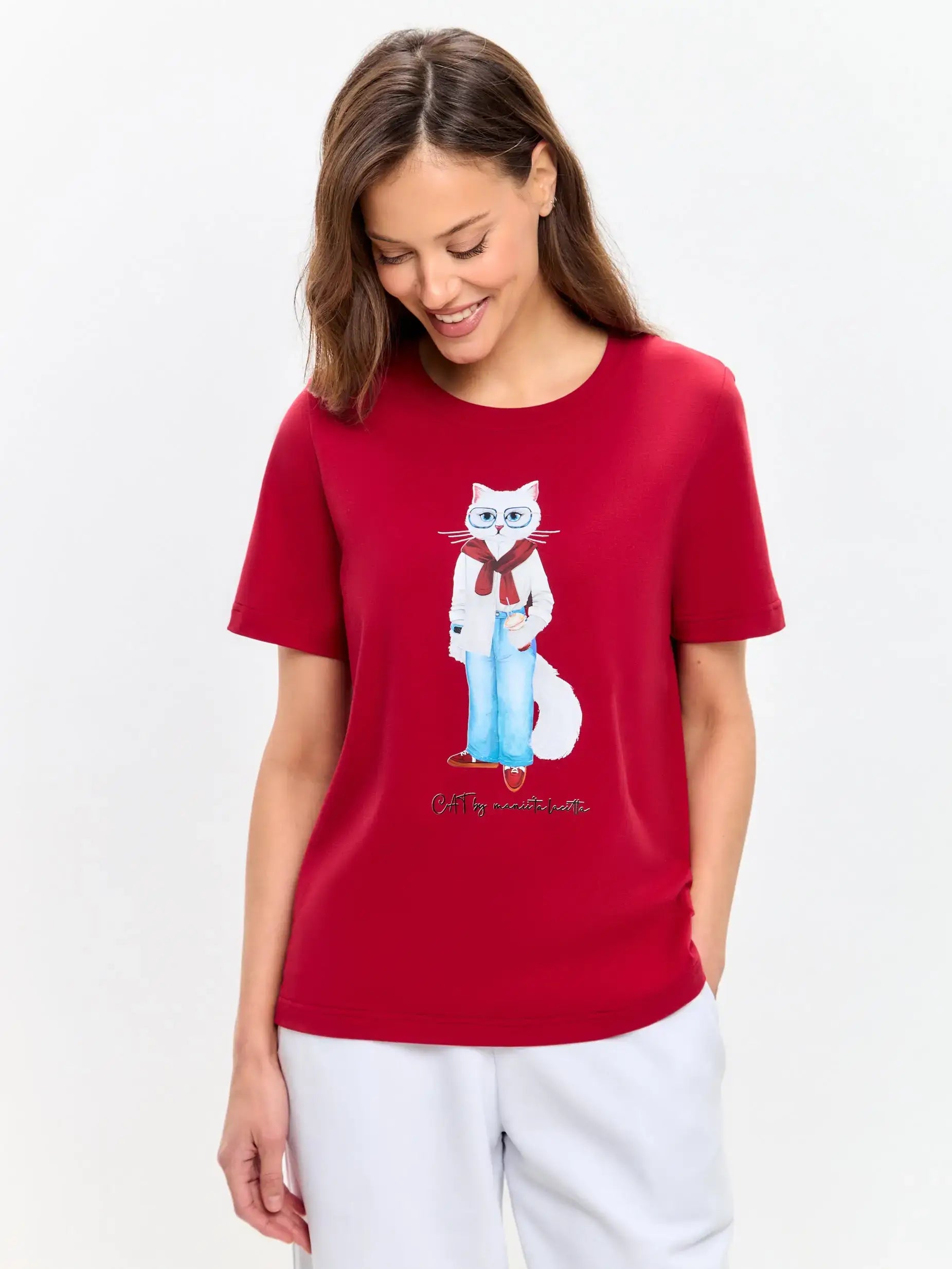 Red T-shirt Coffee Cat | T-shirt For Cat Lovers | Cat e Lolette