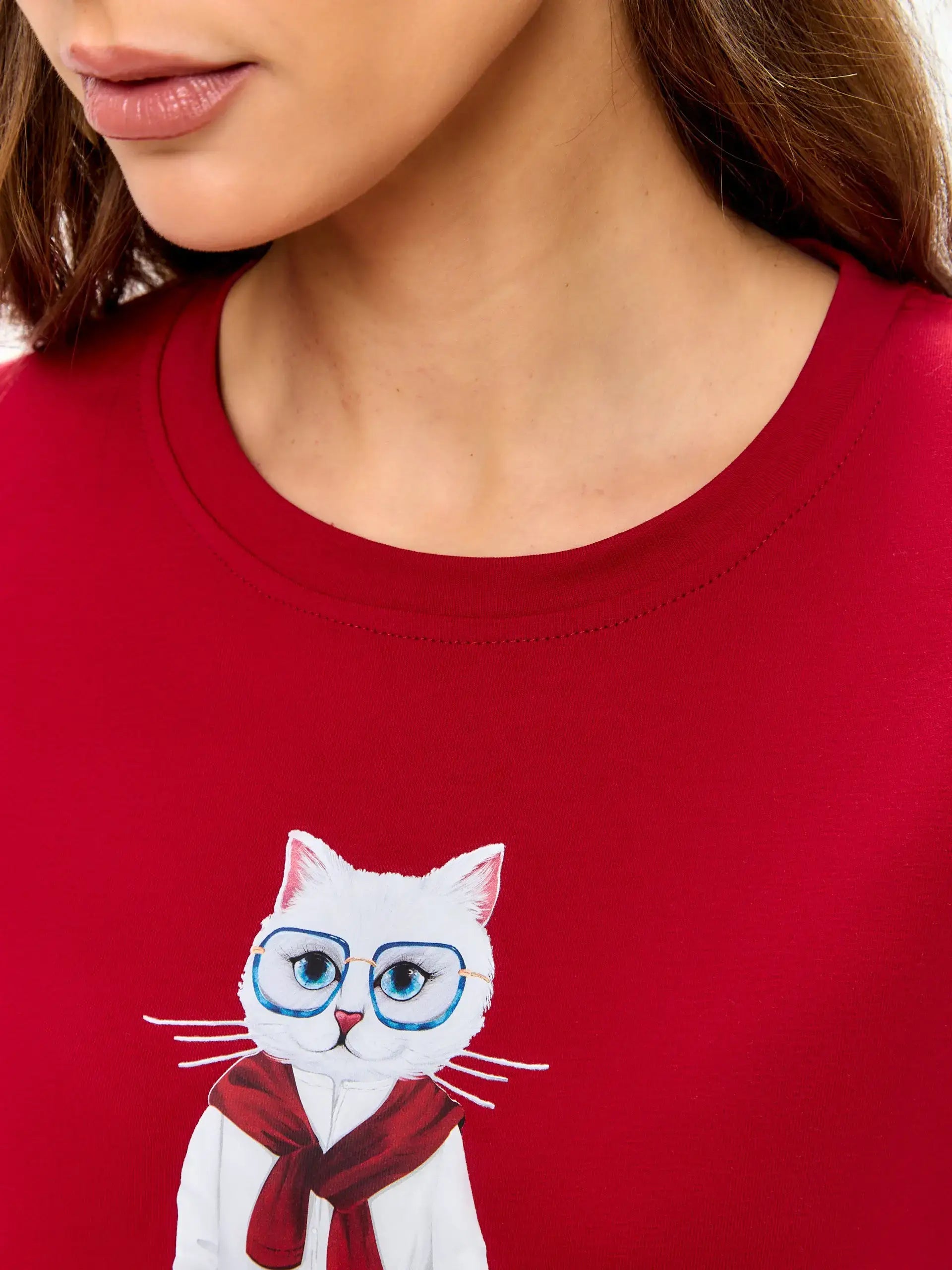 Red T-shirt Coffee Cat | T-shirt For Cat Lovers | Cat e Lolette