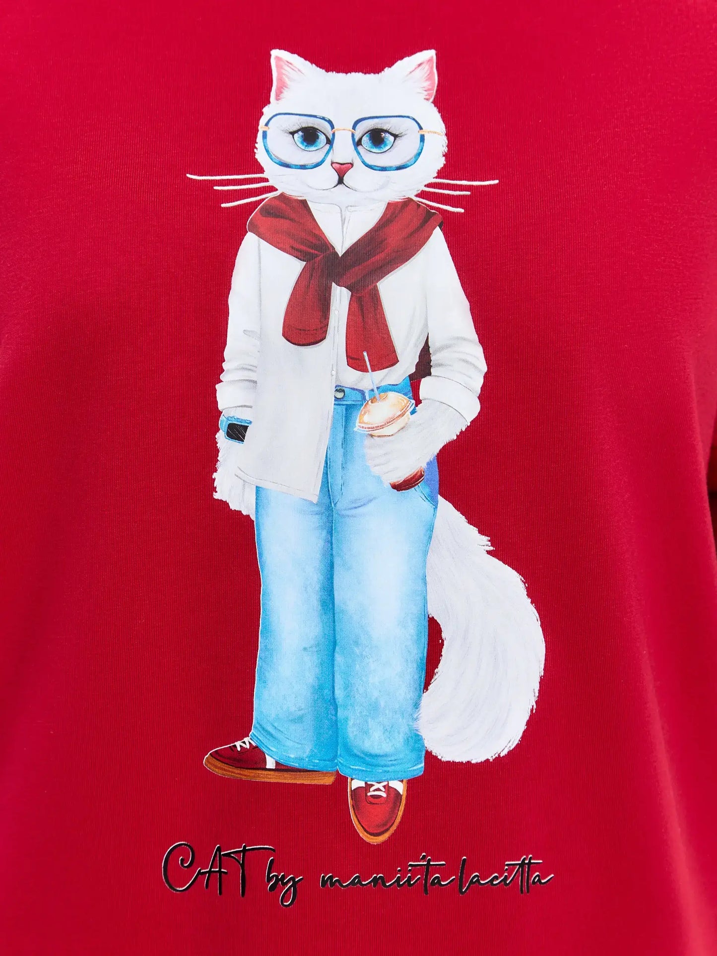 Red T-shirt Coffee Cat | T-shirt For Cat Lovers | Cat e Lolette