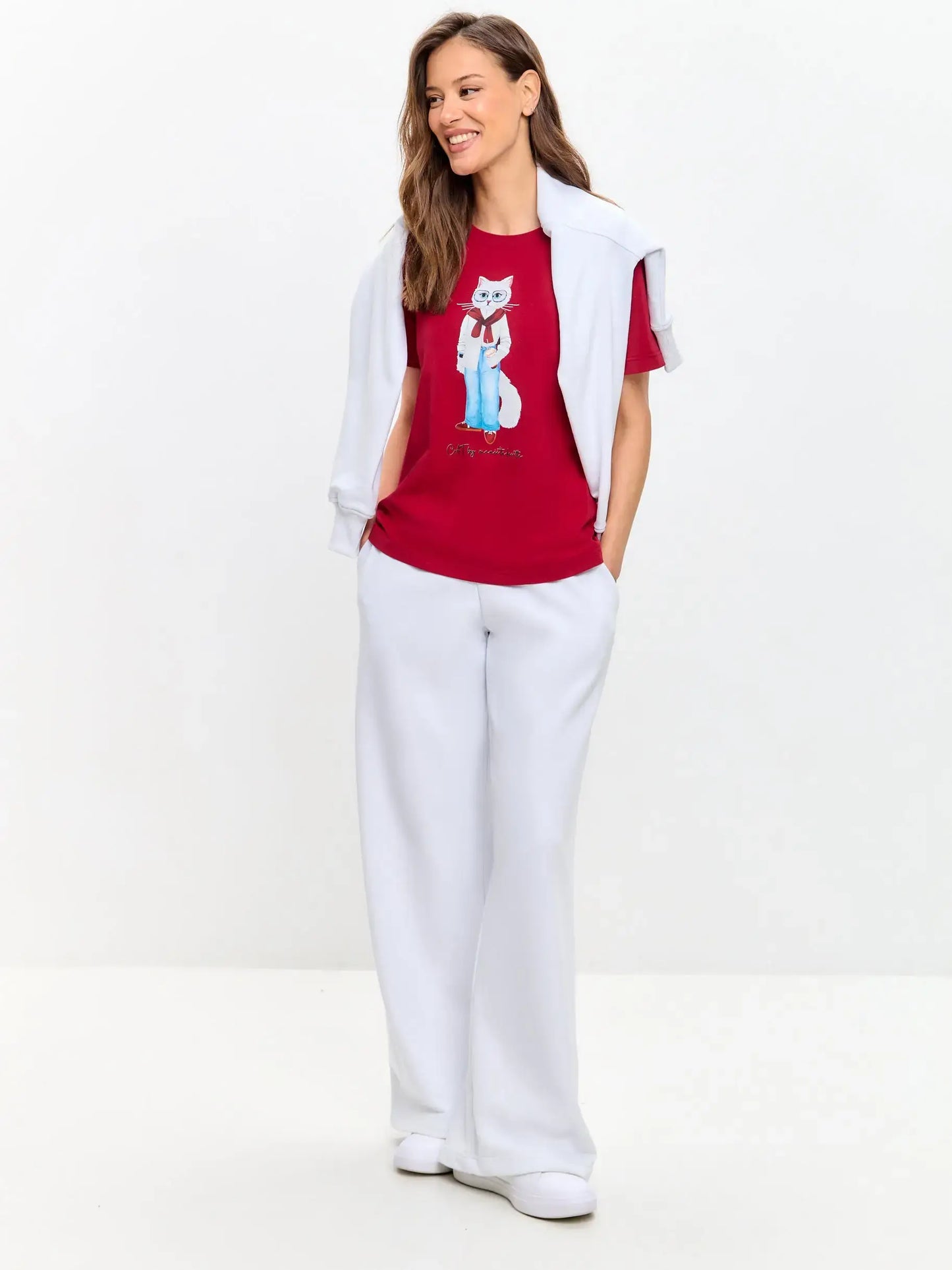 Red T-shirt Coffee Cat | T-shirt For Cat Lovers | Cat e Lolette