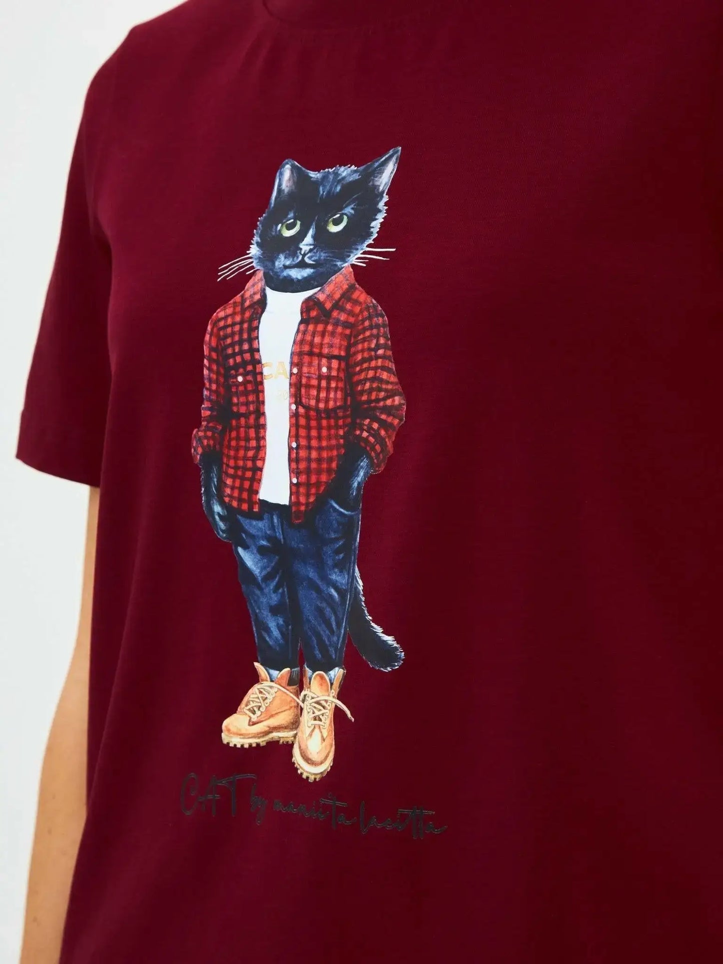 Red T-shirt Country Cat | T-shirt For Cat Lovers | Cat e Lolette