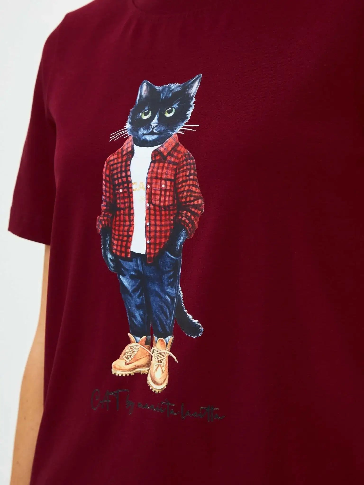 Red T-shirt Country Cat | T-shirt For Cat Lovers | Cat e Lolette