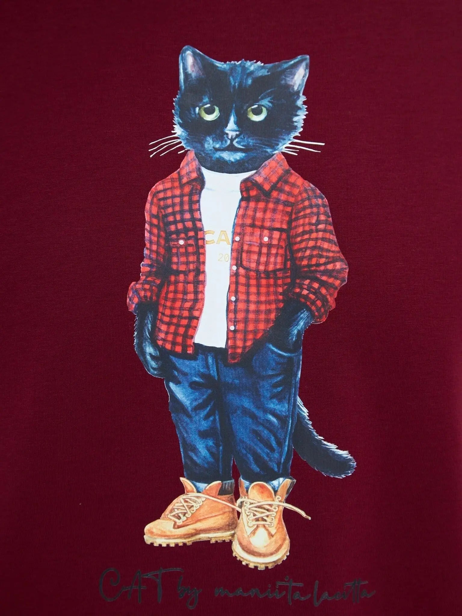 Red T-shirt Country Cat | T-shirt For Cat Lovers | Cat e Lolette