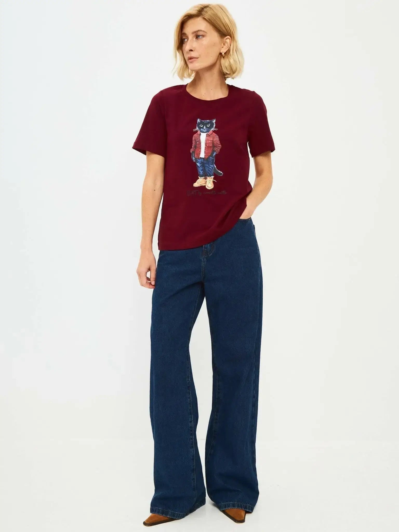 Red T-shirt Country Cat | T-shirt For Cat Lovers | Cat e Lolette