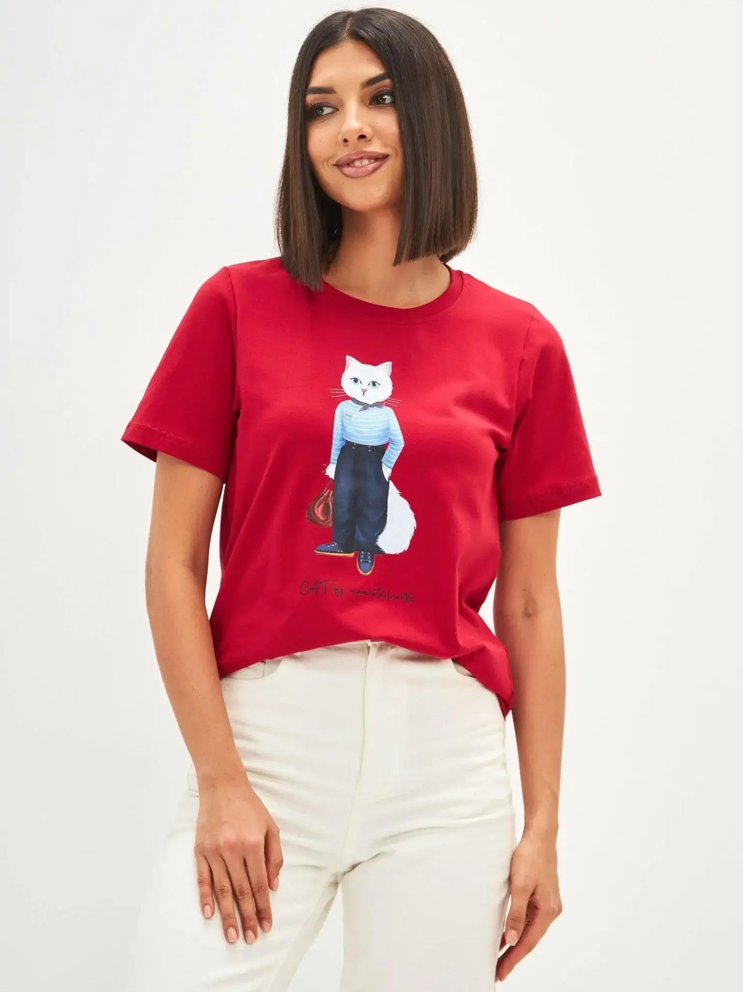 Red T-shirt Mariner Cat | T-shirt For Cat Lovers | Cat e Lolette