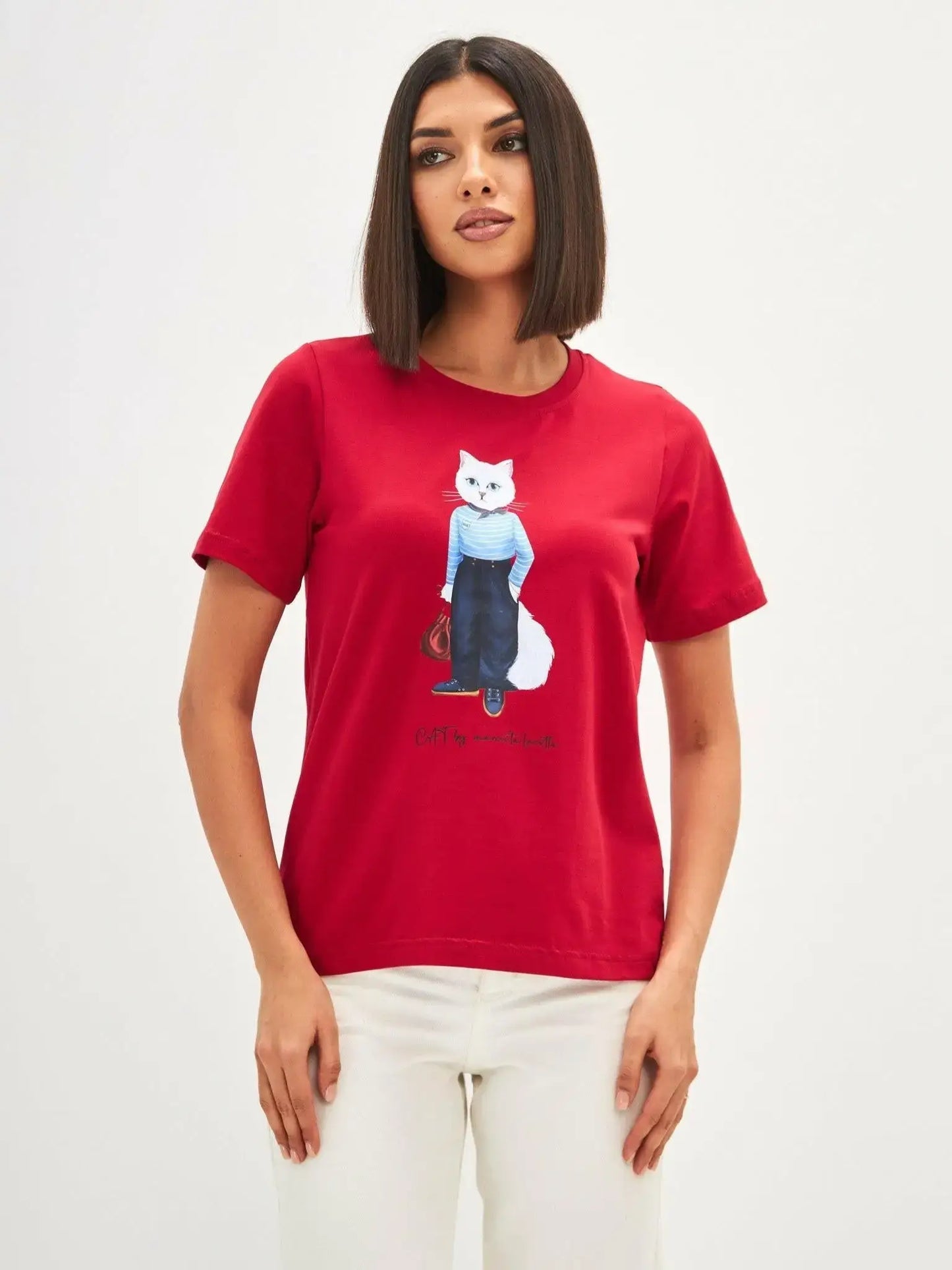 Red T-shirt Mariner Cat | T-shirt For Cat Lovers | Cat e Lolette