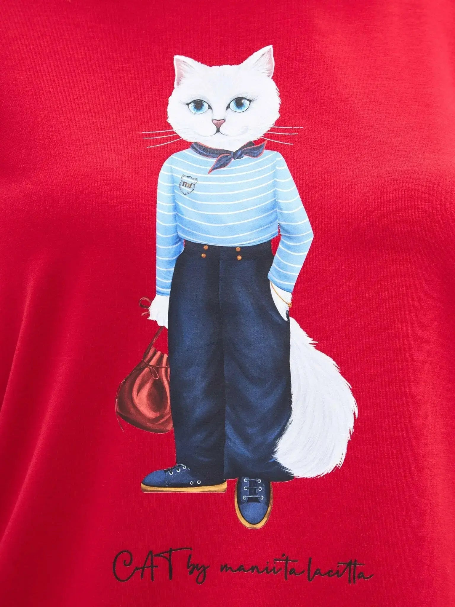 Red T-shirt Mariner Cat | T-shirt For Cat Lovers | Cat e Lolette