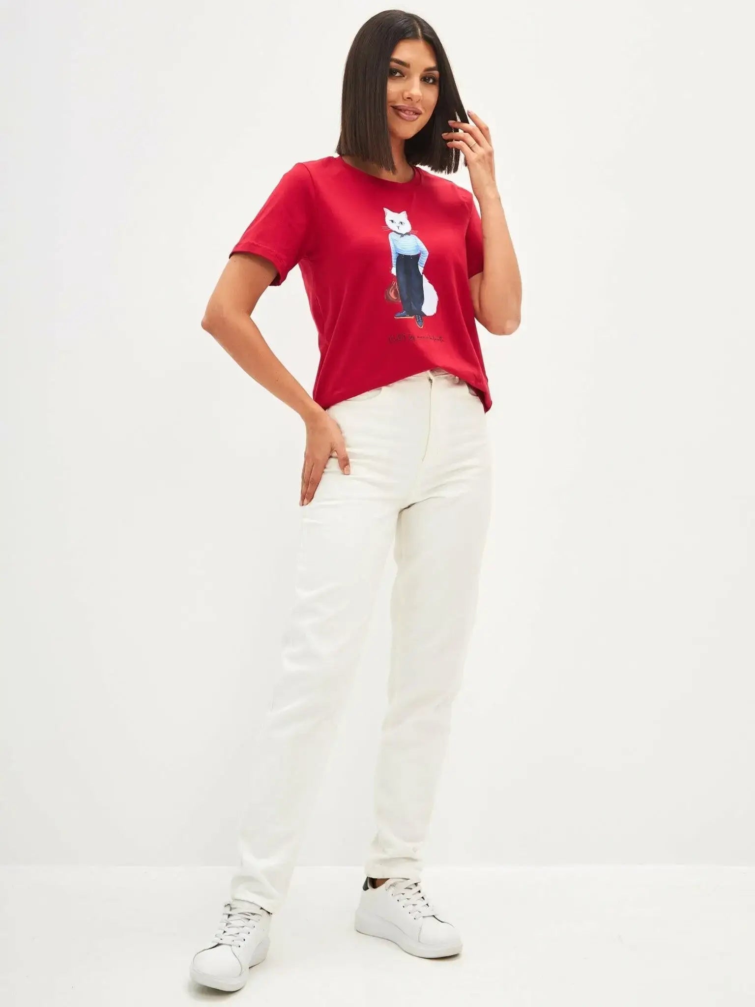 Red T-shirt Mariner Cat | T-shirt For Cat Lovers | Cat e Lolette