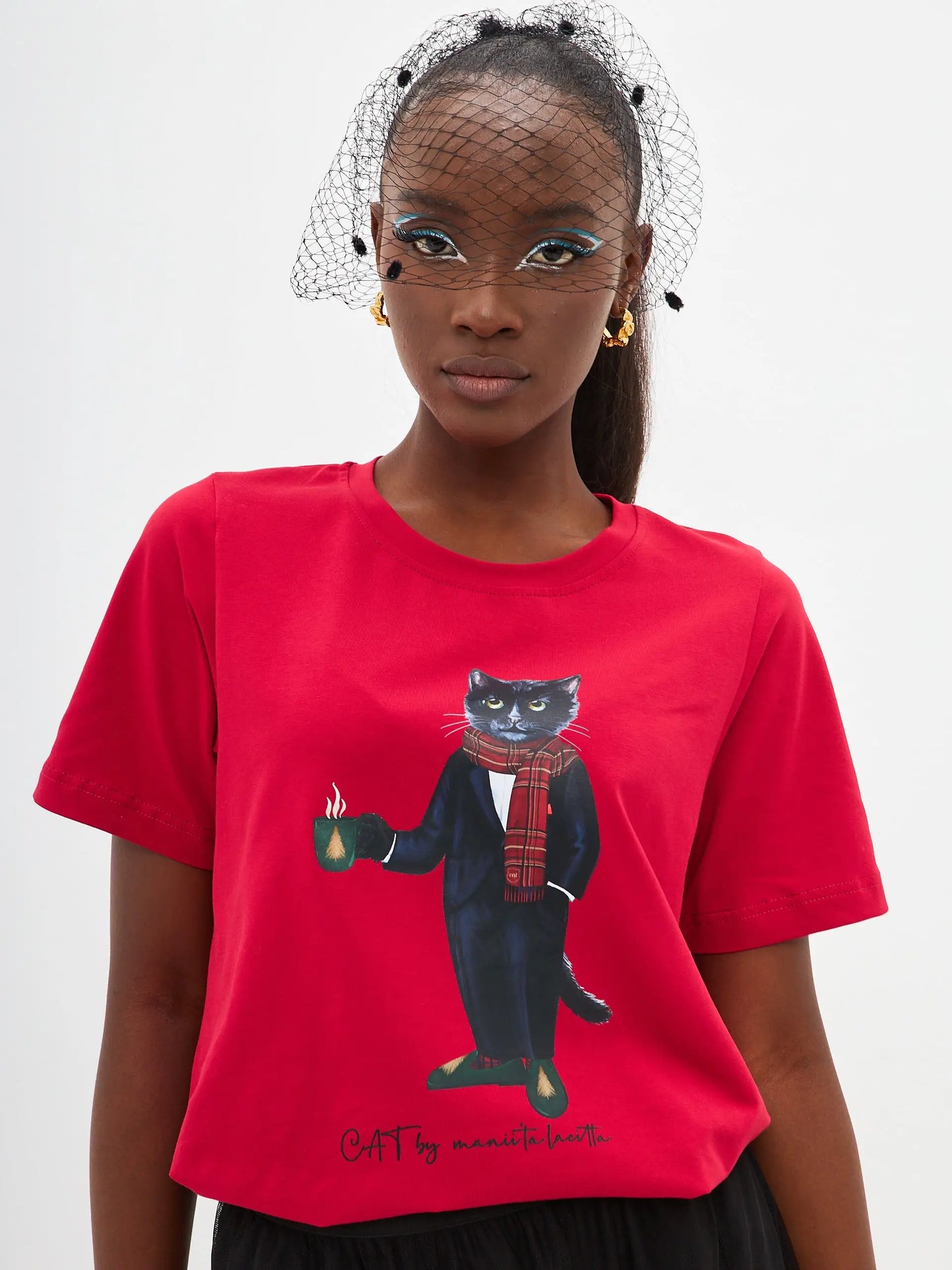 Red T-shirt New Year Cat | T-shirt For Cat Lovers | Cat e Lolette
