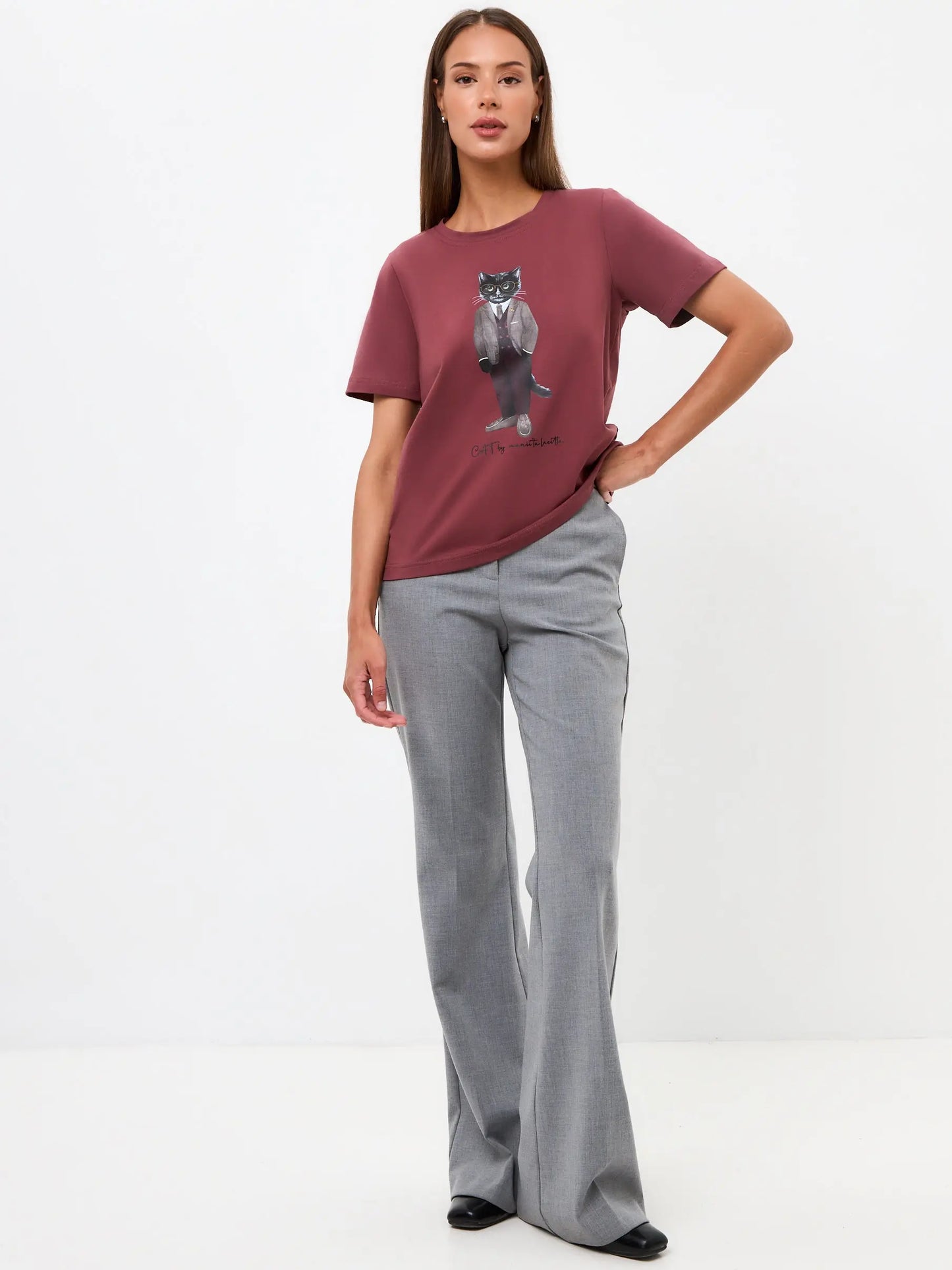 Red T-shirt Professor Cat | T-shirt For Cat Lovers | Cat e Lolette