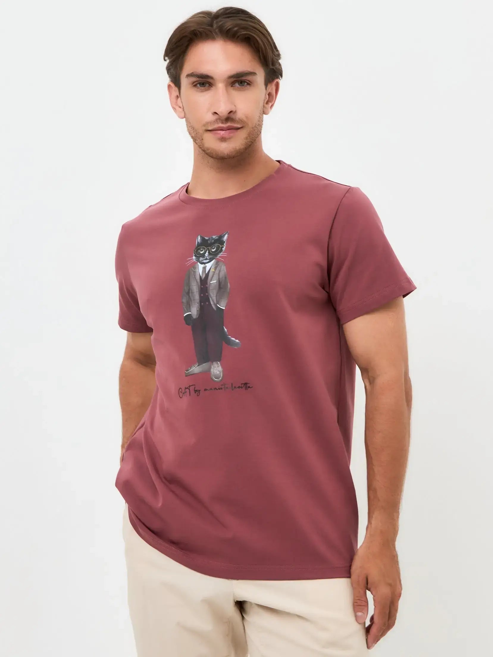 Red T-shirt Professor Cat | T-shirt For Cat Lovers | Cat e Lolette