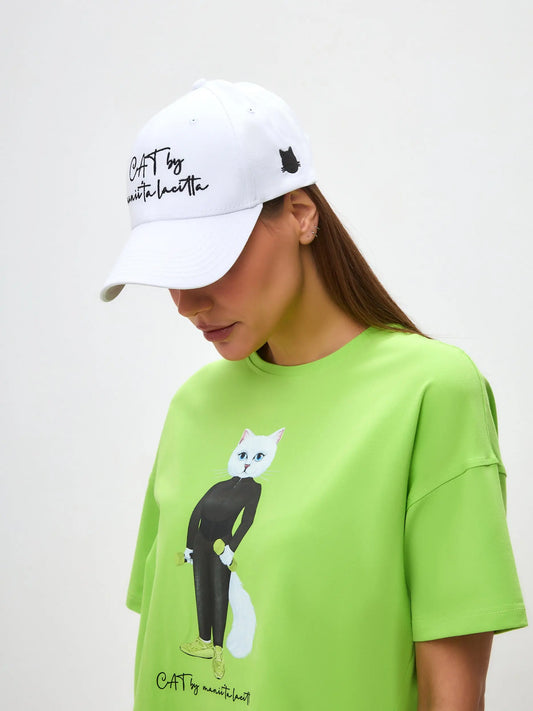 White Cap with Logo Cat | For Cat Lovers | Cat e Lolette