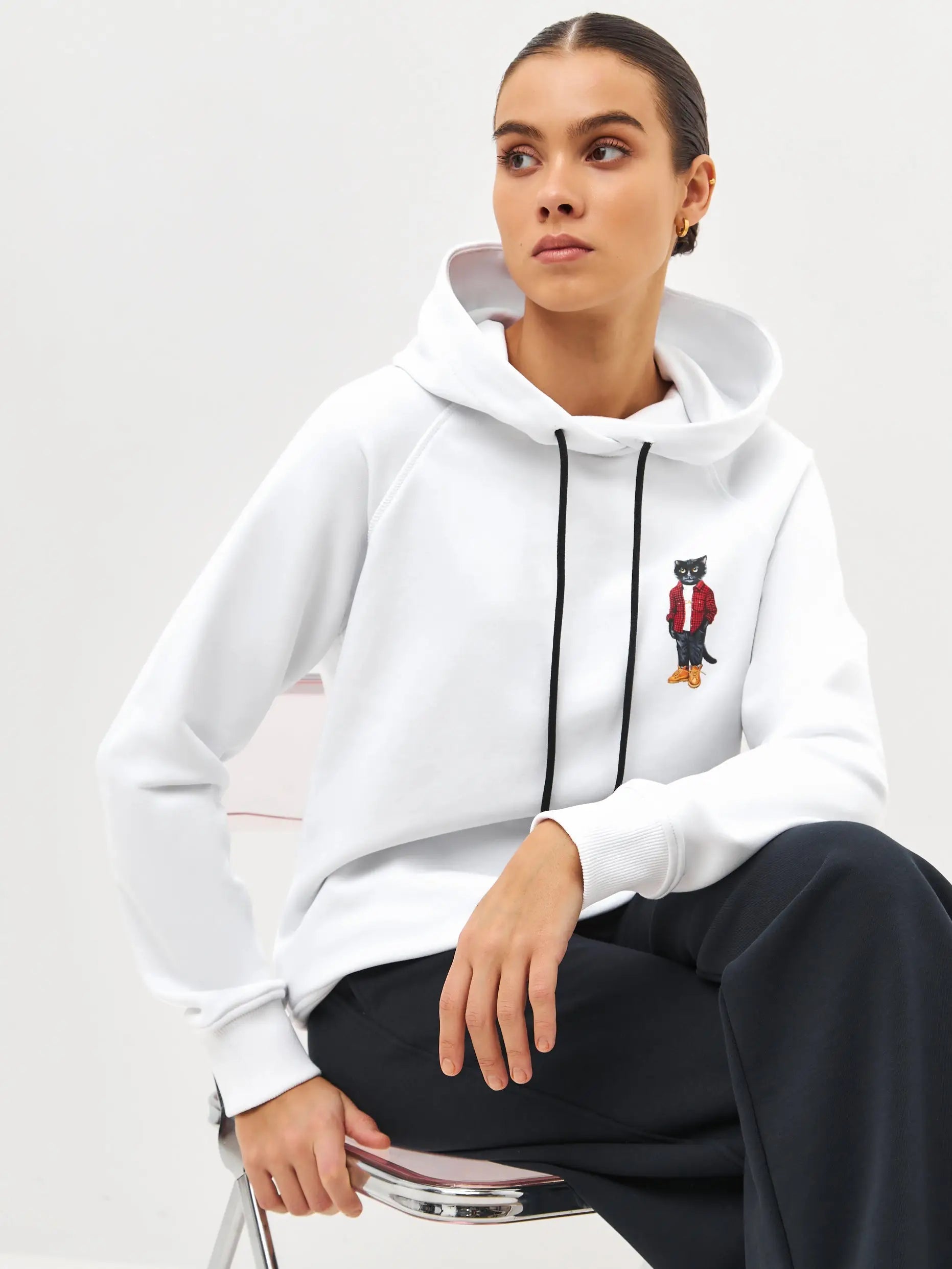 White Hoodie Country Cat | Hoodie & sweatshirt For Cat Lovers | Cat e