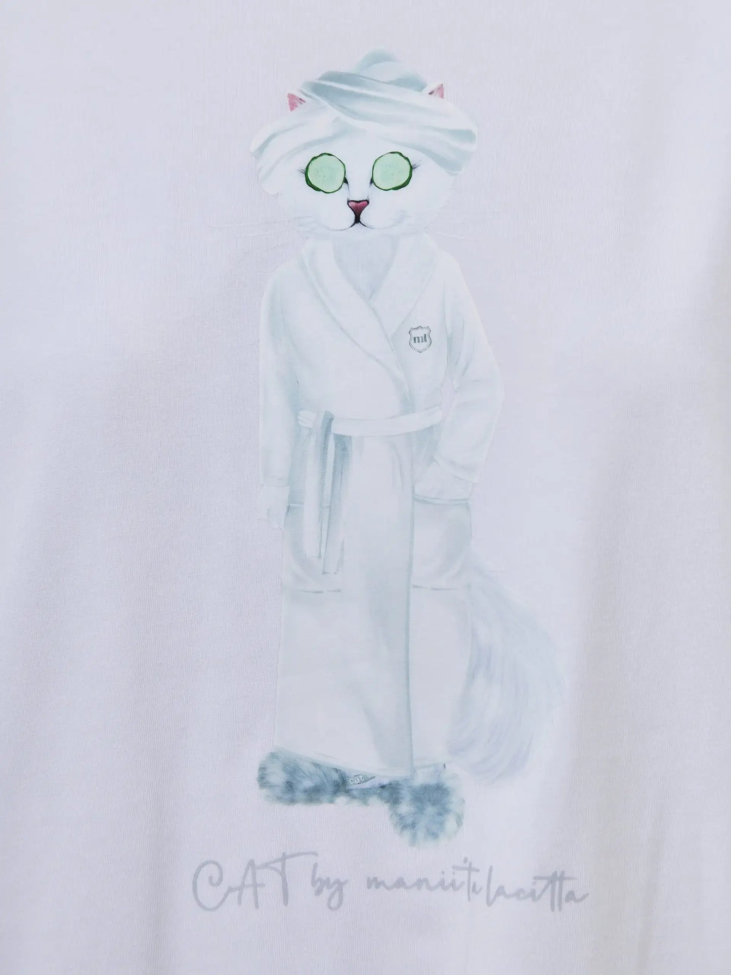 White Oversized T-shirt Spa Cat | Loungewear For Cat Lovers | Cat e