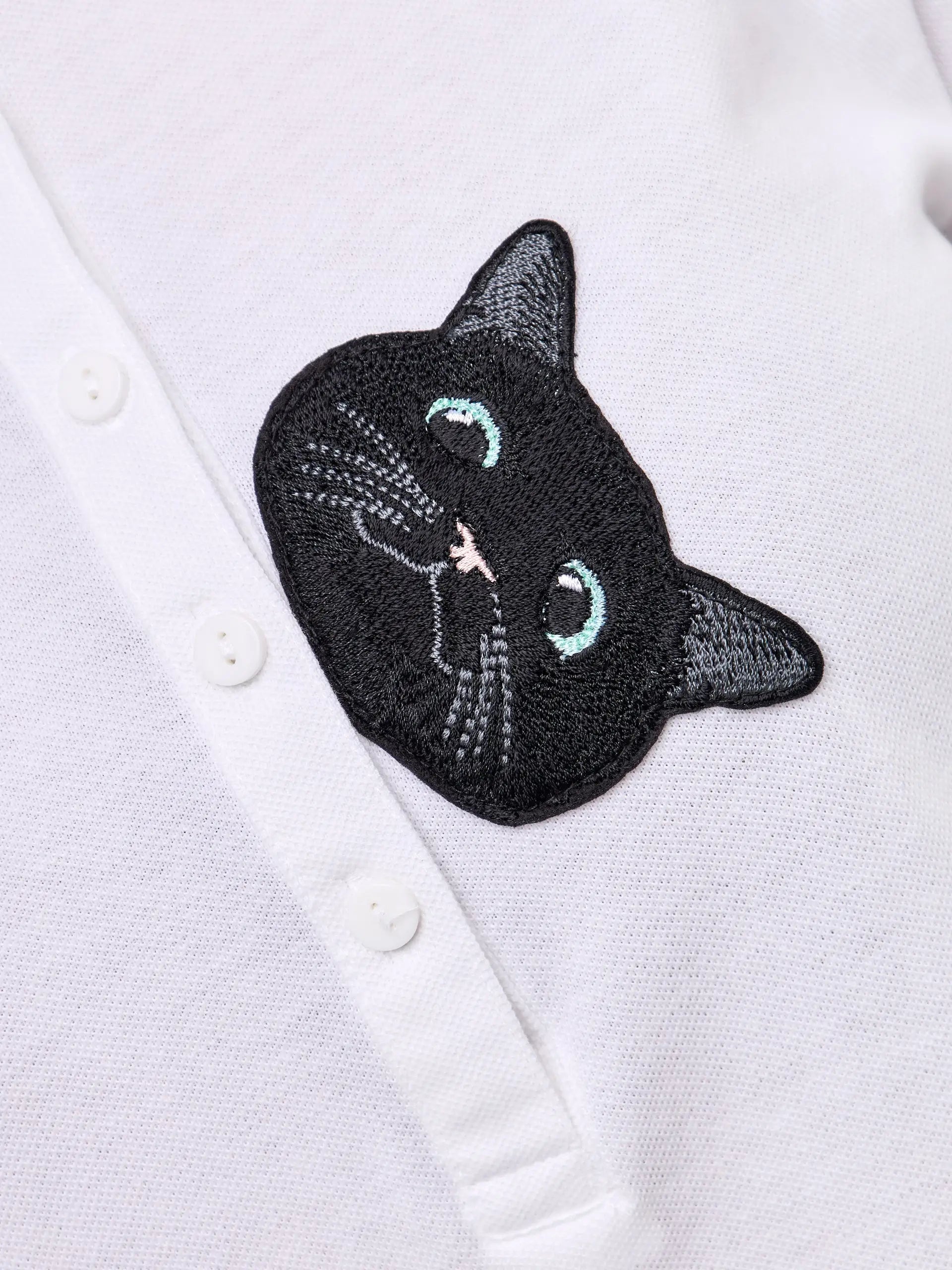 White Polo T-shirt Cat | Polo t-shirt & dress For Cat Lovers | Cat e