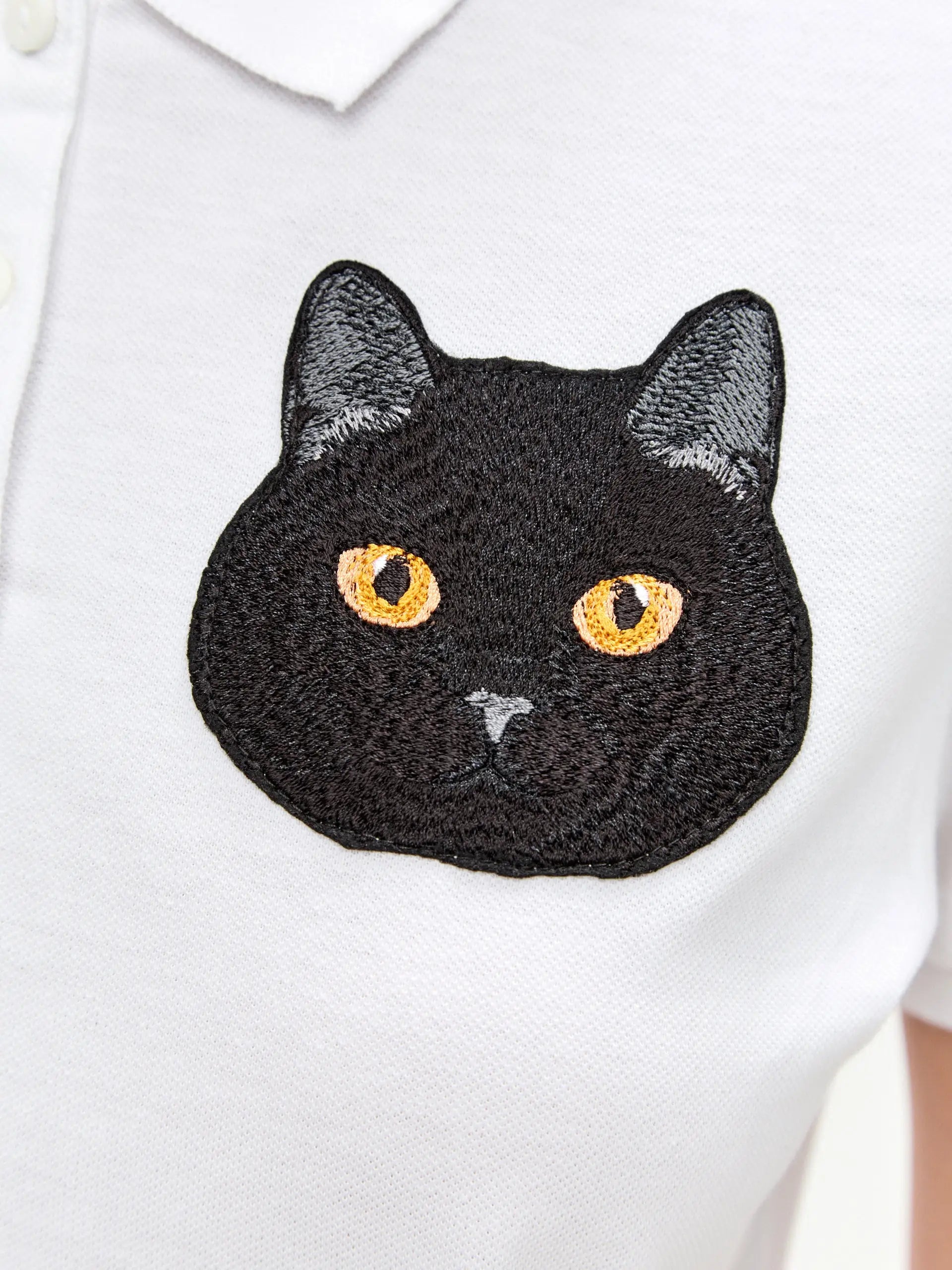 White Polo T-shirt Cat | Polo t-shirt & dress For Cat Lovers | Cat e