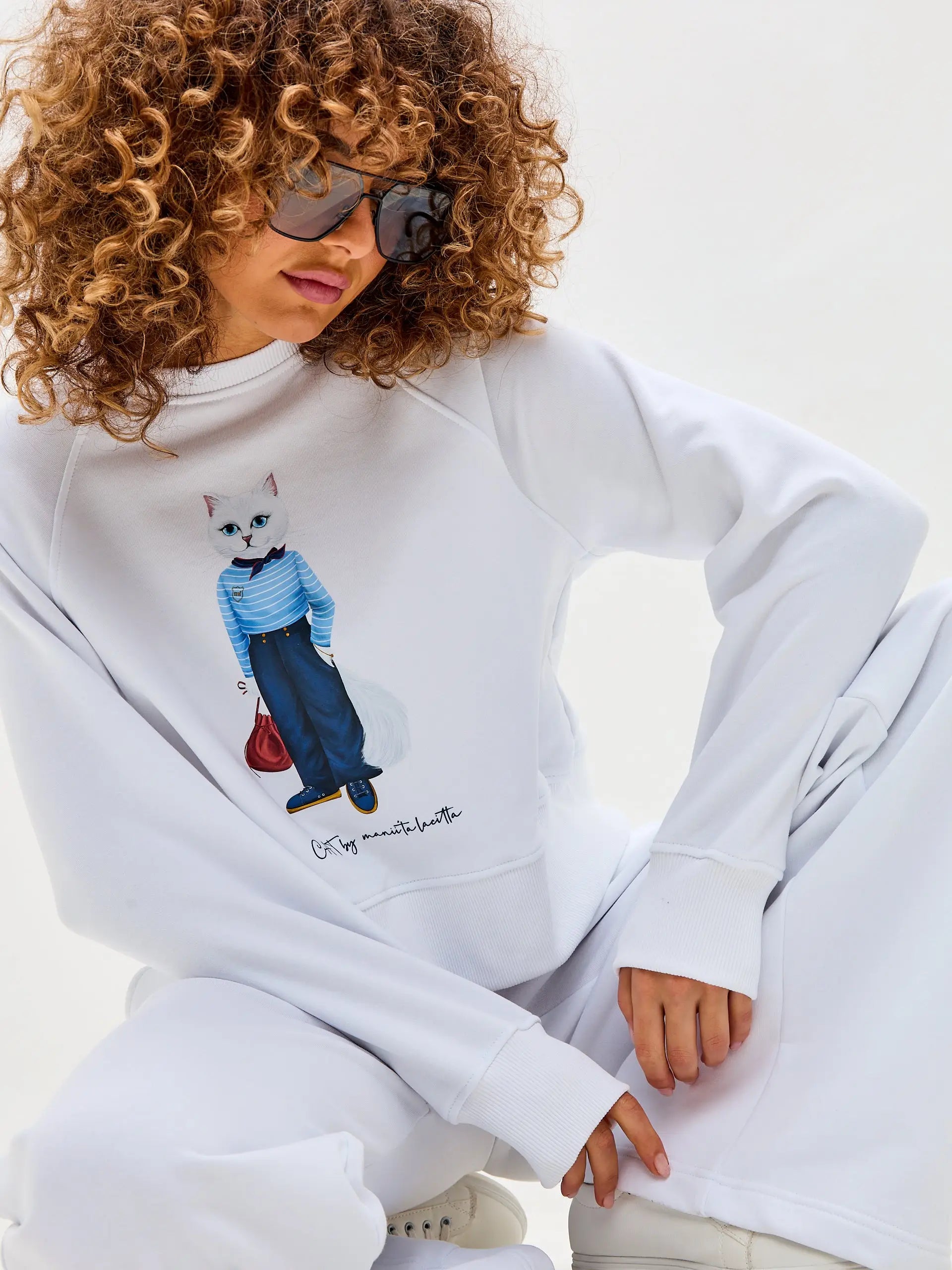 White Sweatshirt Mariner Cat | Hoodie & sweatshirt For Cat Lovers