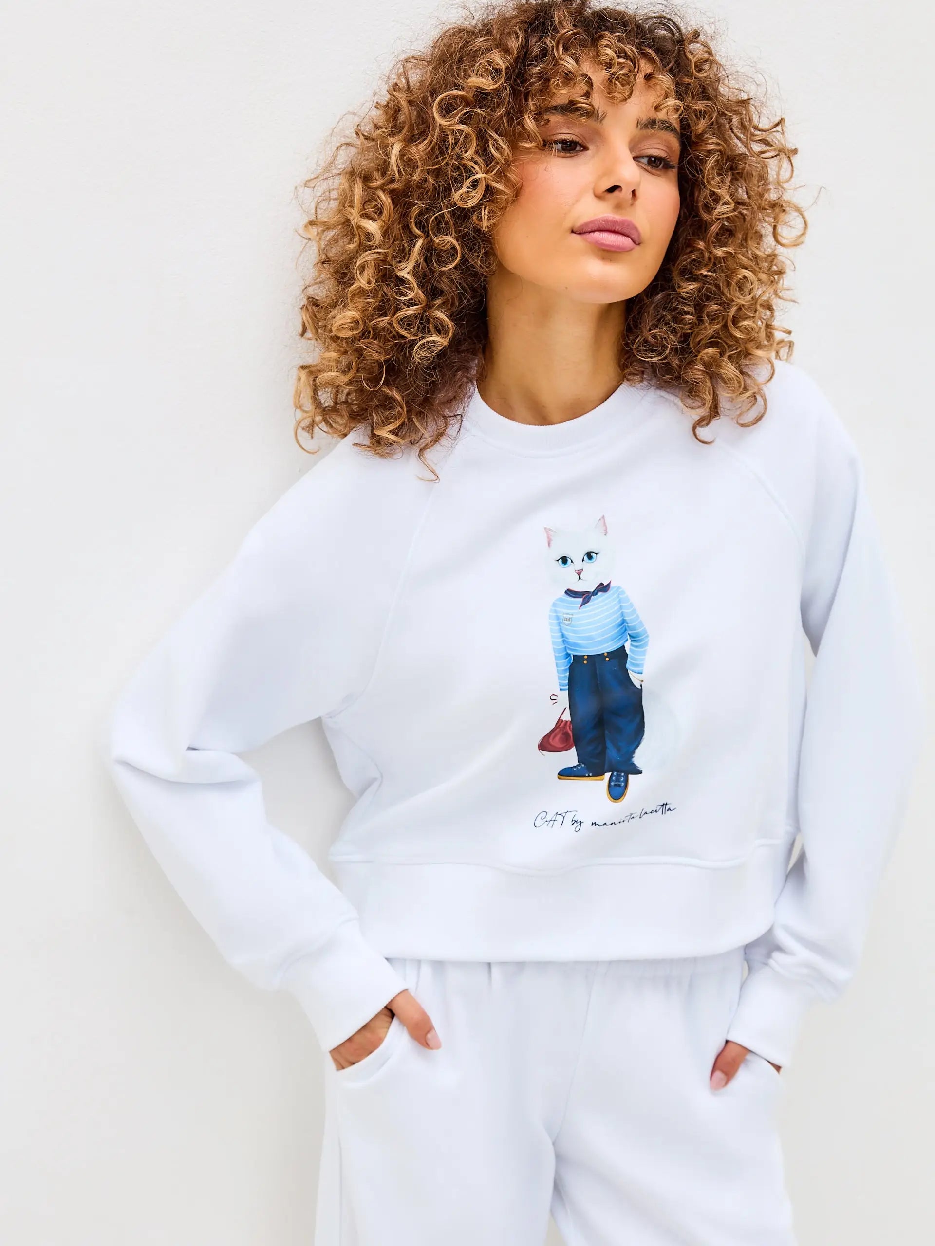 White Sweatshirt Mariner Cat | Hoodie & sweatshirt For Cat Lovers