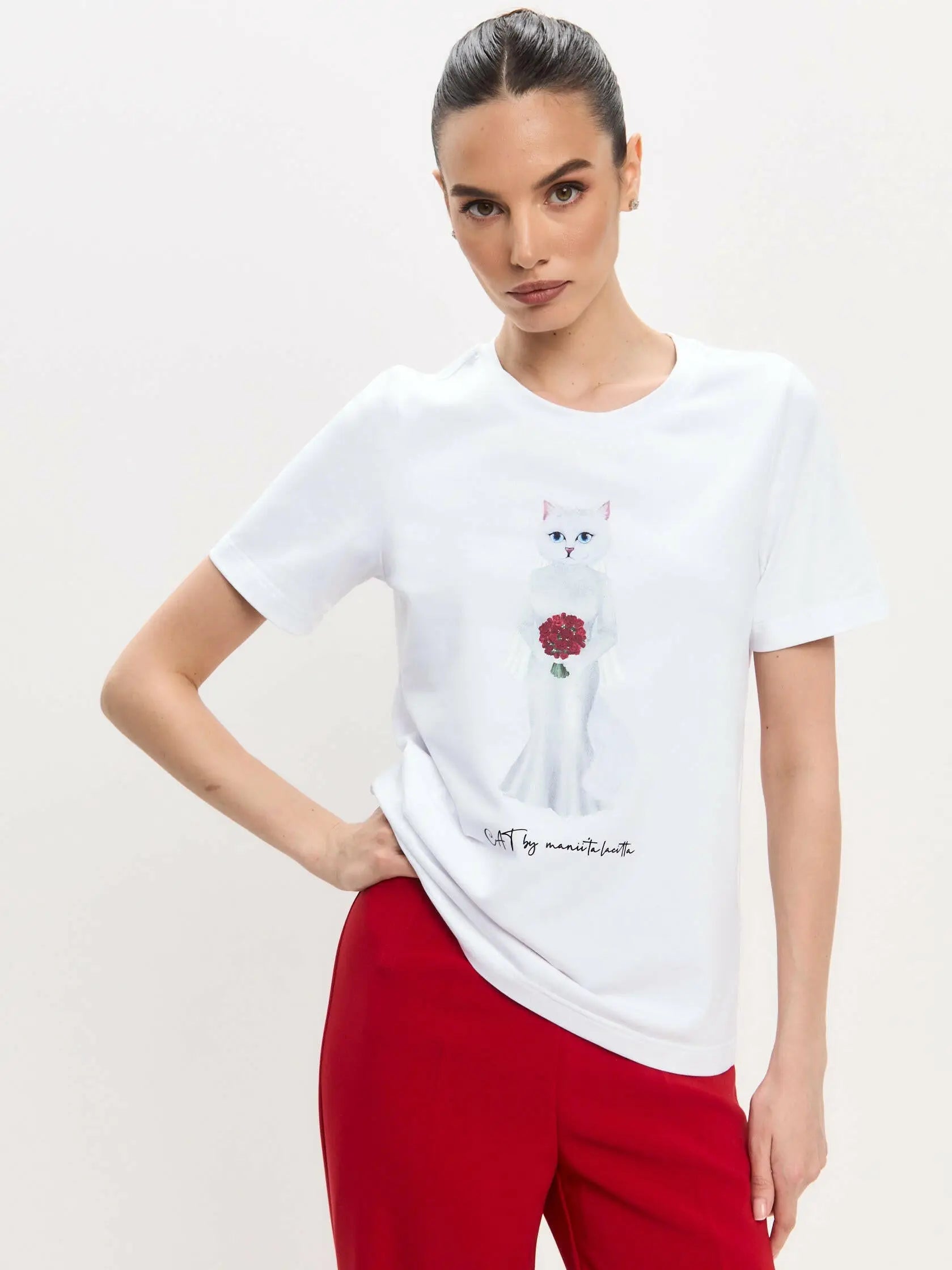 White T-shirt Bride Cat | T-shirt For Cat Lovers | Cat e Lolette