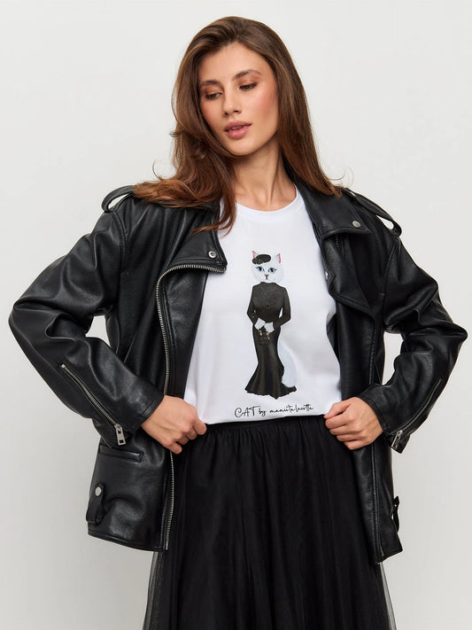 White T-shirt Cat Drama Queen | T-shirt For Cat Lovers | Cat e Lolette