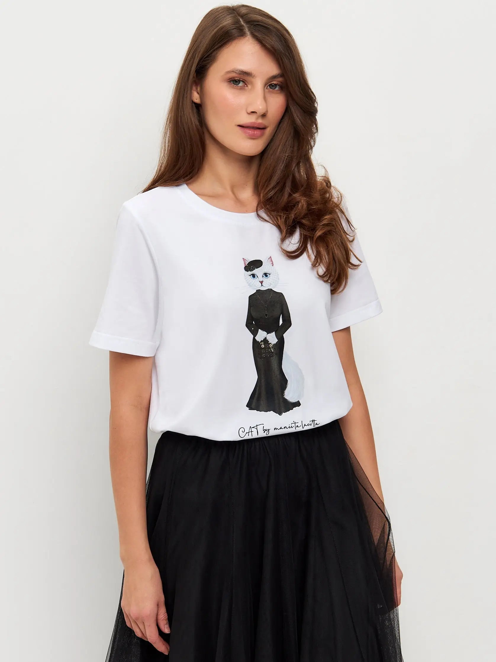 White T-shirt Cat Drama Queen | T-shirt For Cat Lovers | Cat e Lolette