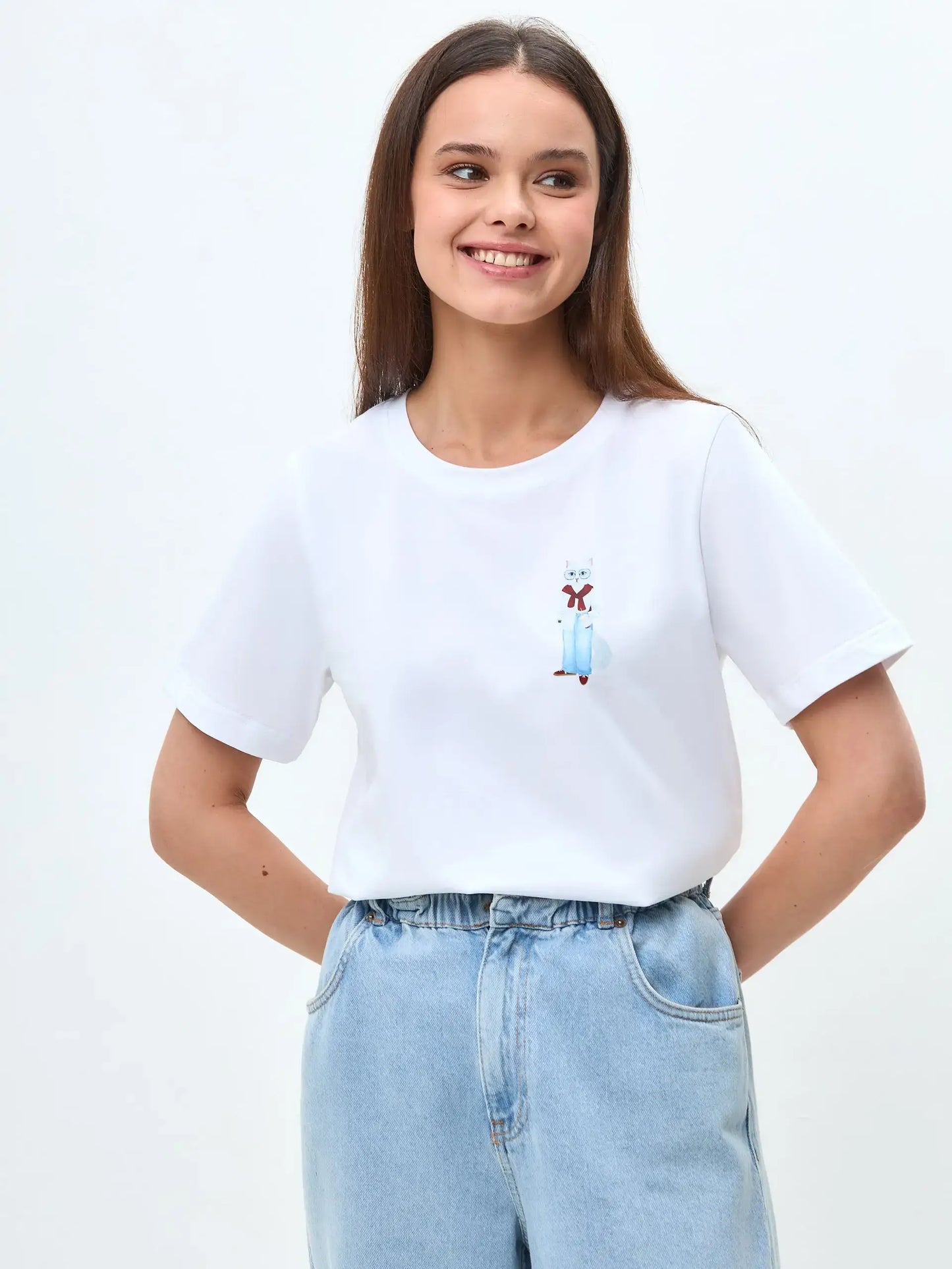 White T-shirt Coffee Cat | T-shirt For Cat Lovers | Cat e Lolette
