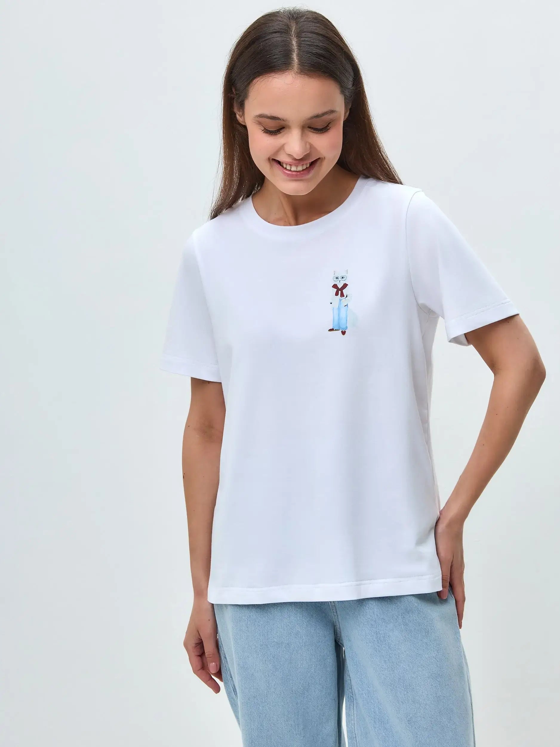 White T-shirt Coffee Cat | T-shirt For Cat Lovers | Cat e Lolette
