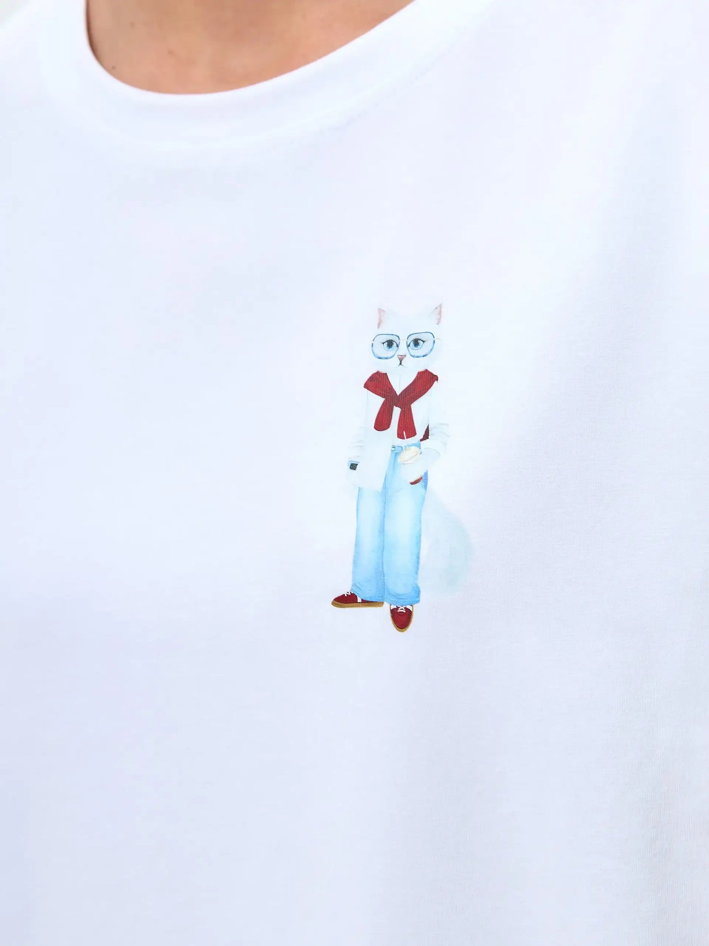 White T-shirt Coffee Cat | T-shirt For Cat Lovers | Cat e Lolette
