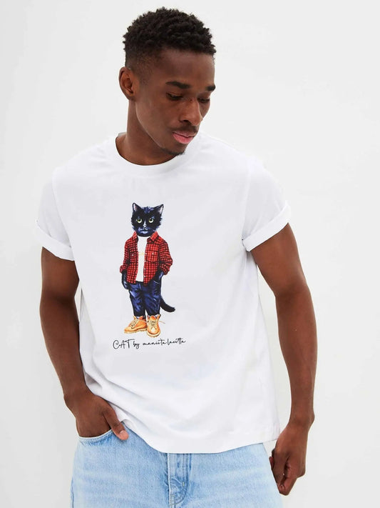 White T-shirt Country Cat | T-shirt For Cat Lovers | Cat e Lolette