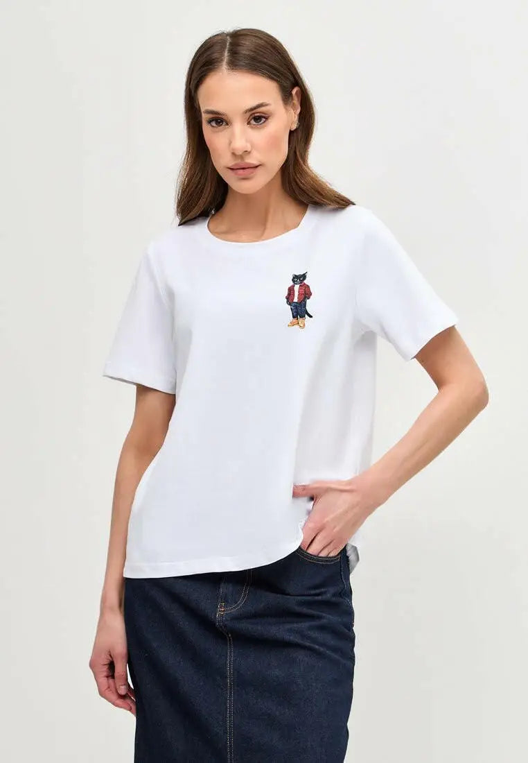 White T-shirt Country Cat | T-shirt For Cat Lovers | Cat e Lolette