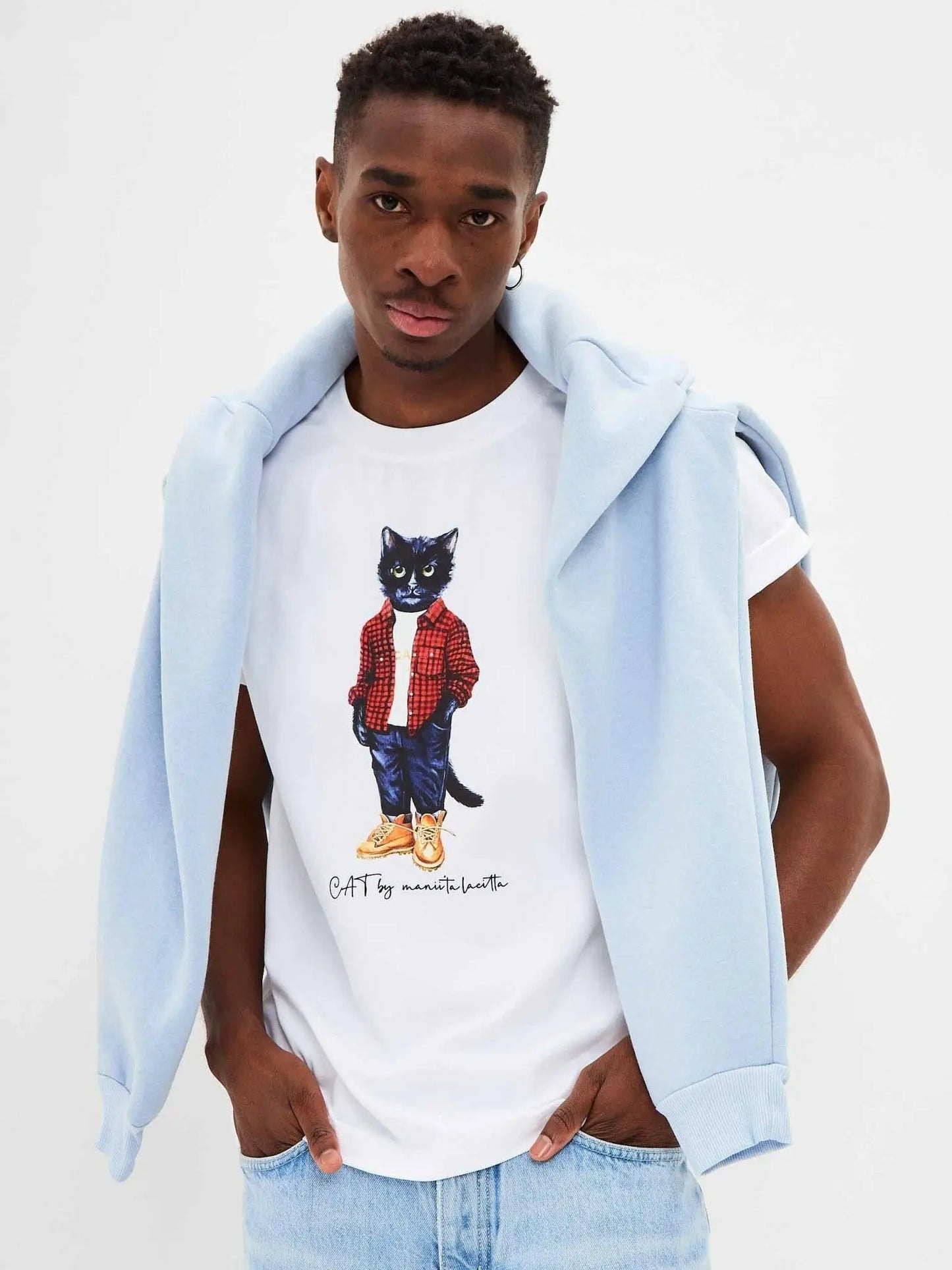 White T-shirt Country Cat | T-shirt For Cat Lovers | Cat e Lolette