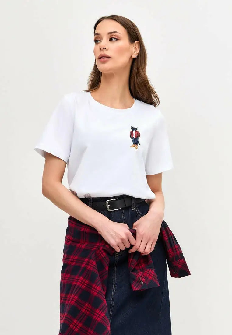 White T-shirt Country Cat | T-shirt For Cat Lovers | Cat e Lolette