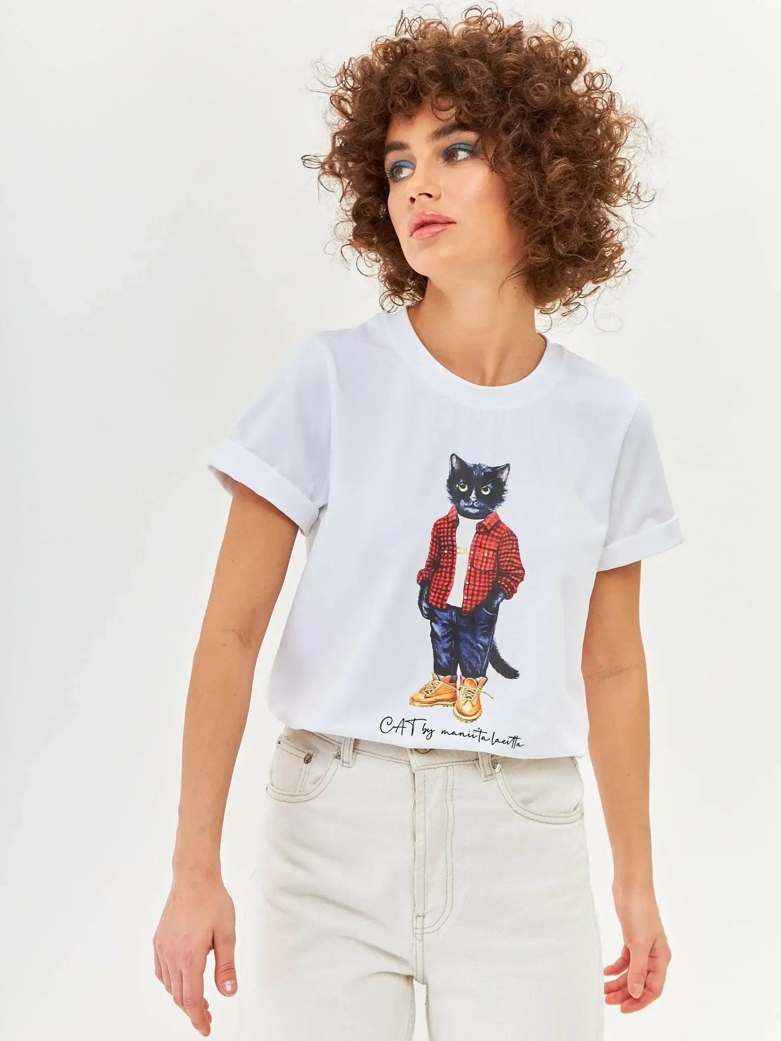 White T-shirt Country Cat | T-shirt For Cat Lovers | Cat e Lolette