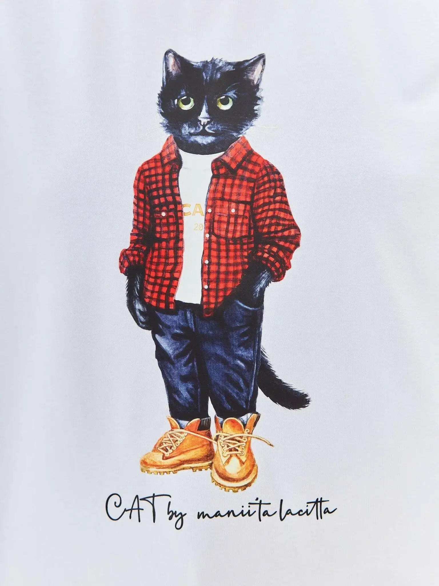 White T-shirt Country Cat | T-shirt For Cat Lovers | Cat e Lolette